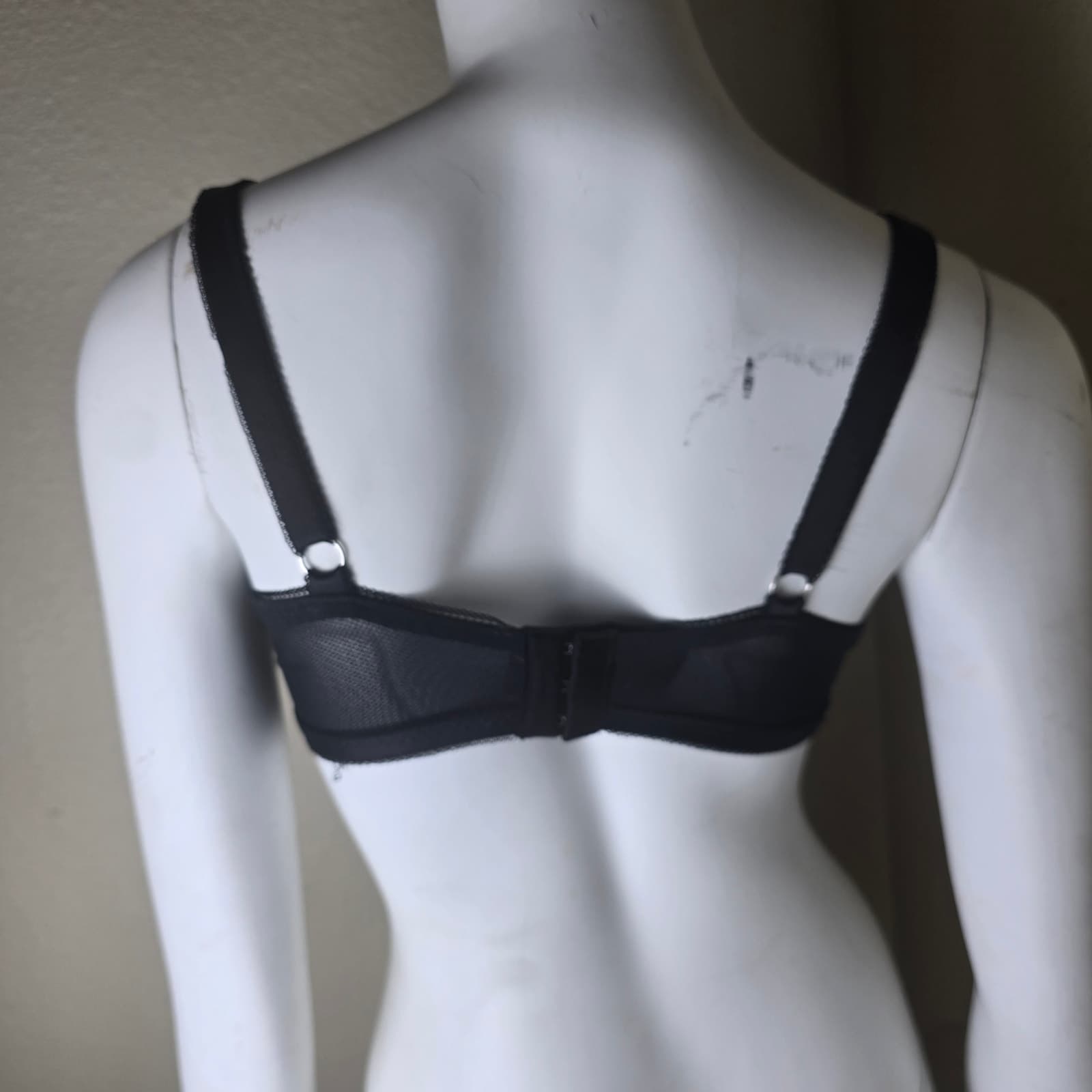 Victoria's Secret Dream Angels Lined Demi Bra - Black +White Lace Bling - 34DDD - Thumbnail 3