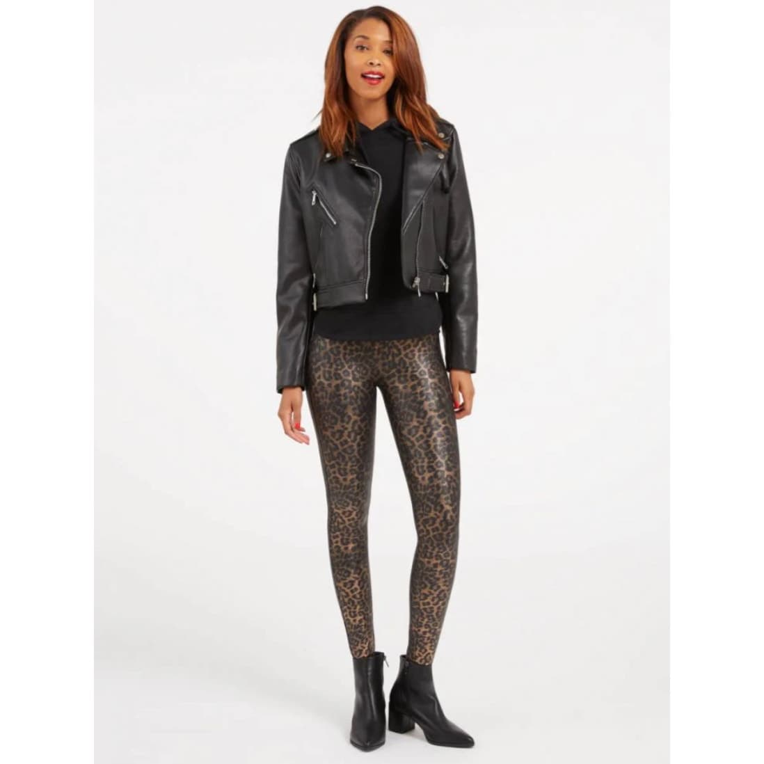 SPANX Faux Leather Leopard Shine Leggings - Small - NWOT - Thumbnail 2