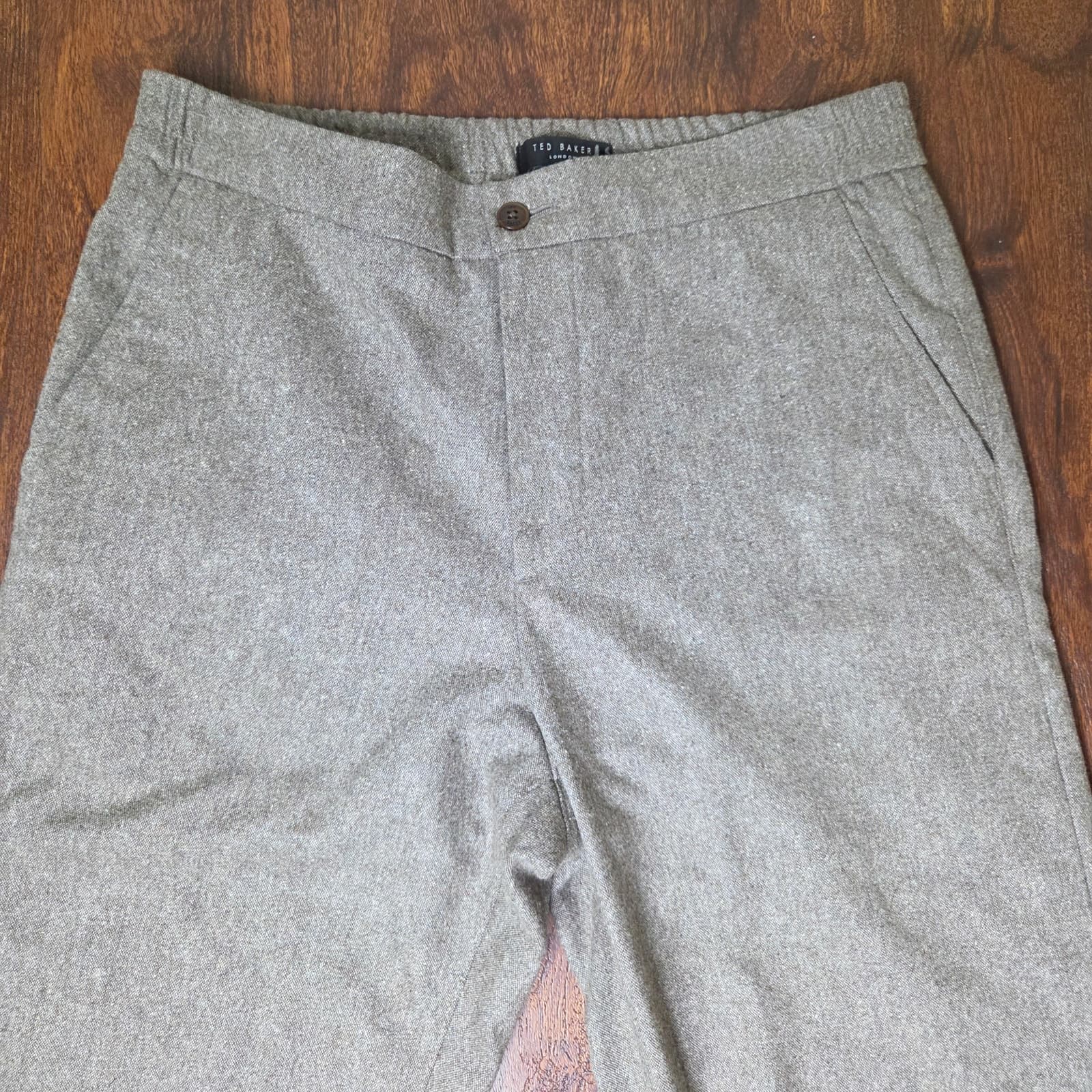 Women's Authentic Ted Baker London Brown Wool Blend Dress Pants - Size 30R - Thumbnail 2