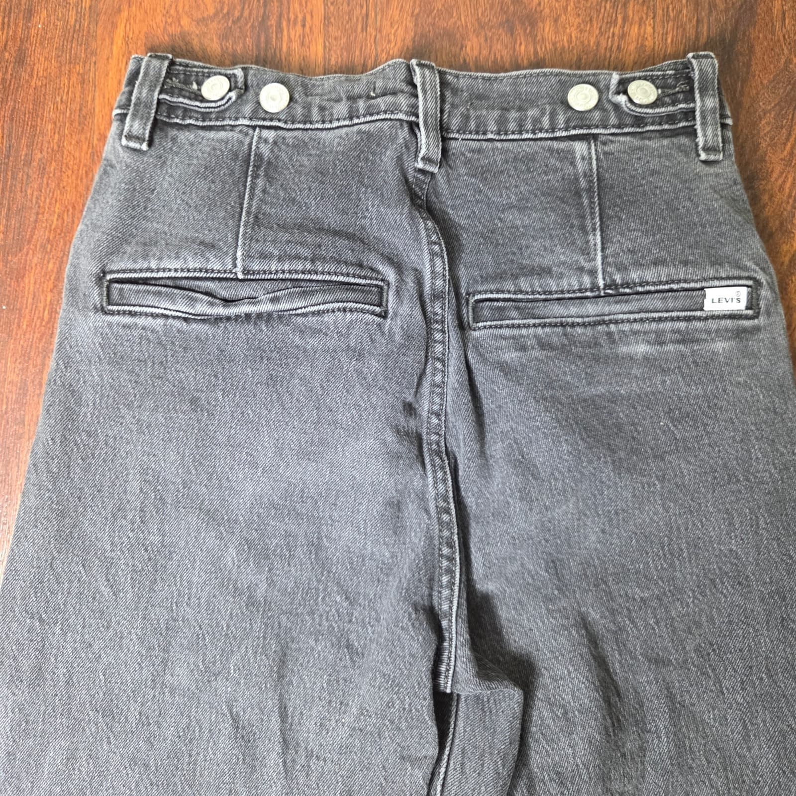 Levi's Ribcage Straight Ankle Buttonfly Faded Black Wash Jeans - Size 24 - Thumbnail 8