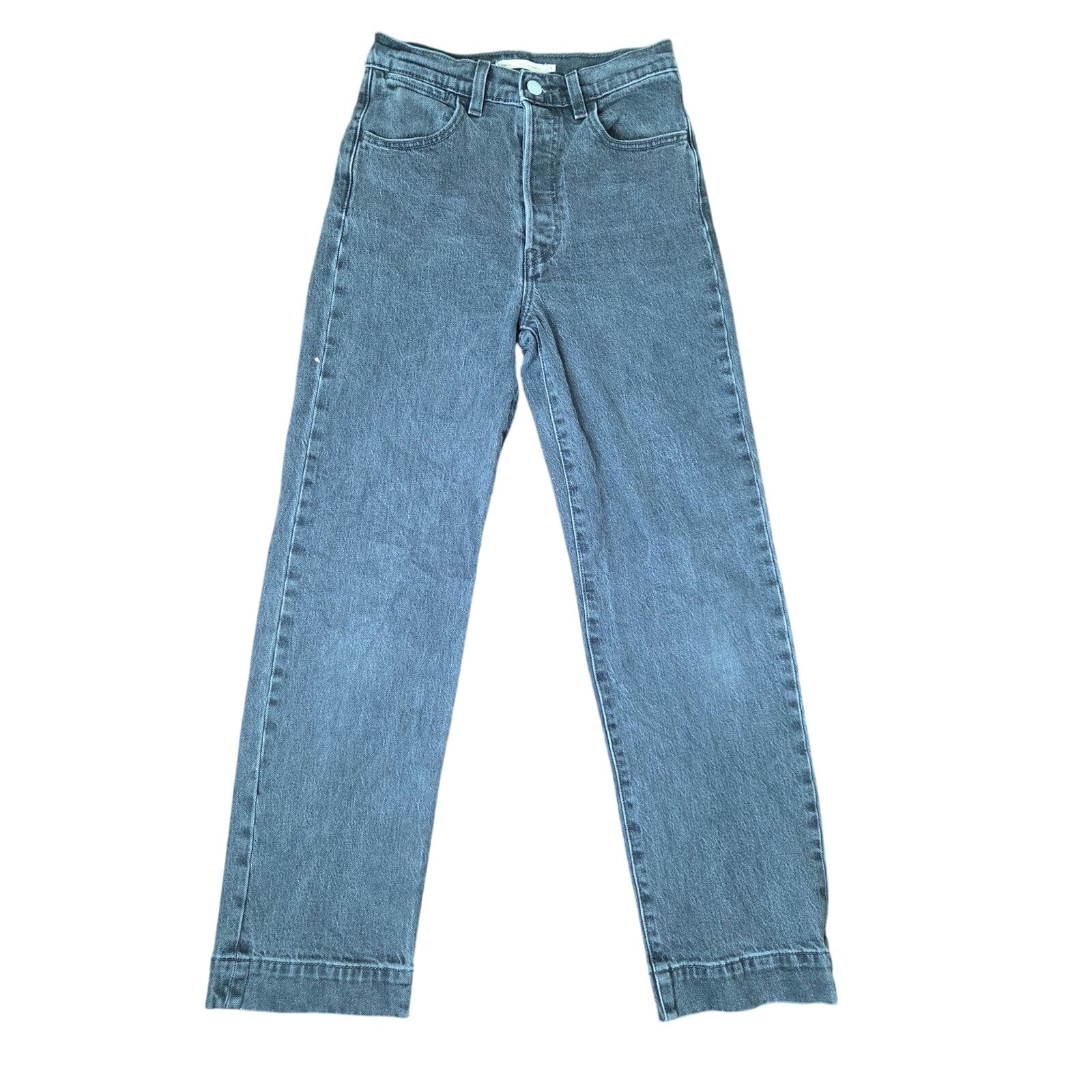 Levi's Ribcage Straight Ankle Buttonfly Faded Black Wash Jeans - Size 24 - Image 1