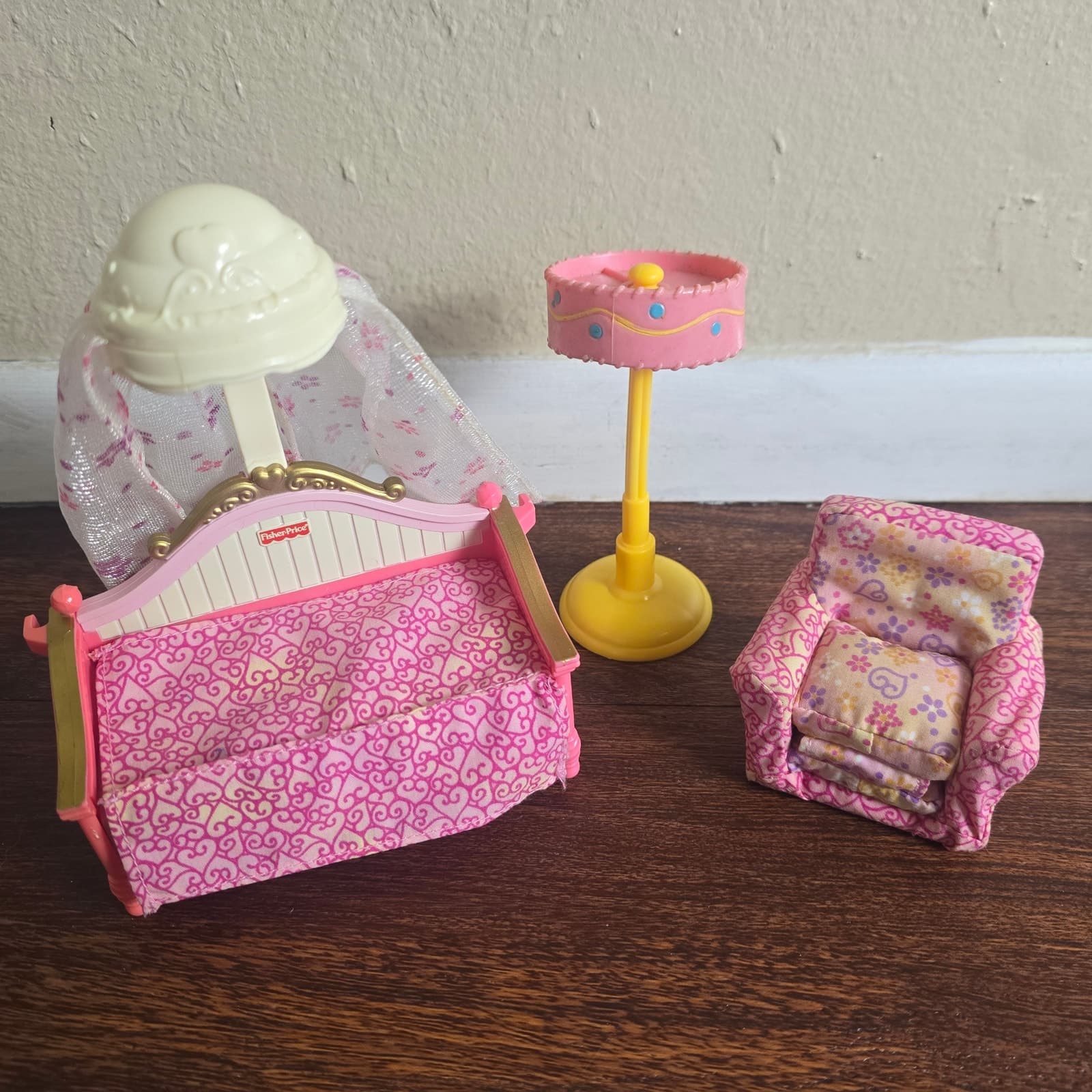 Fisher Price Loving Family Dollhouse Furniture Girls Bedroom Canopy Daybed - Image 1