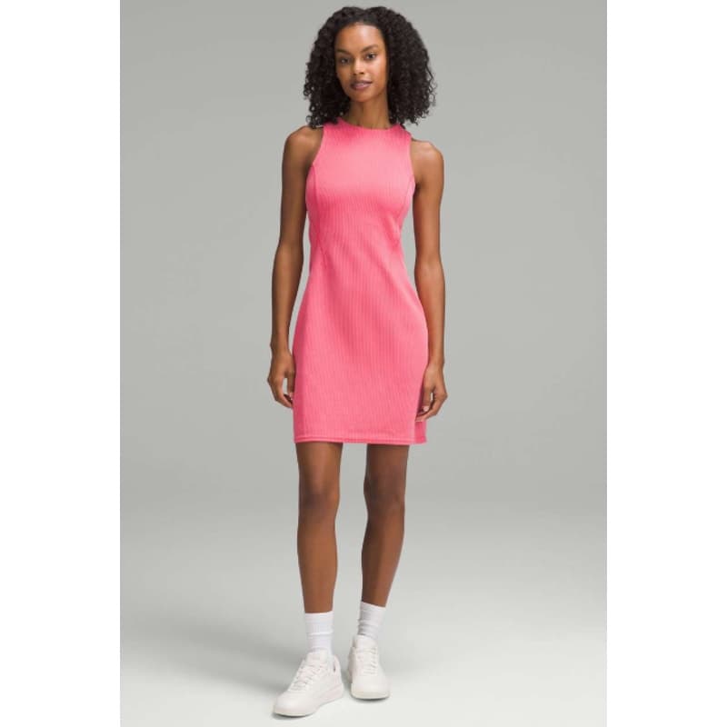 Lululemon Ribbed Softstreme Slim-Fit Tank Dress - Glaze Pink - Size 6 - W1ECYS - Thumbnail 9