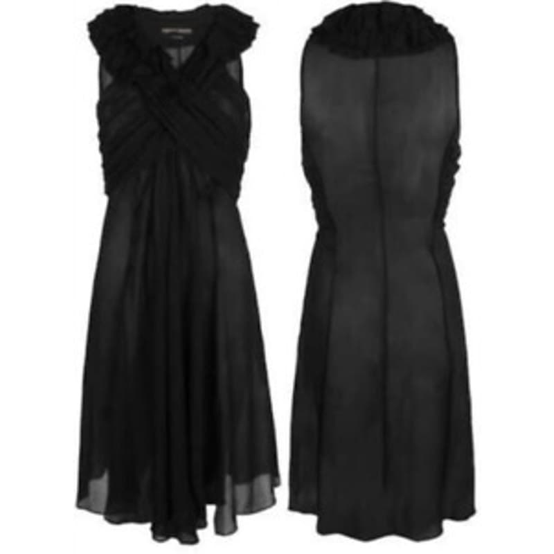ALLSAINTS Florianna Silk Dress Ruffles Ruched Sheer Crepe Jersey Black Size 6 - Image 1