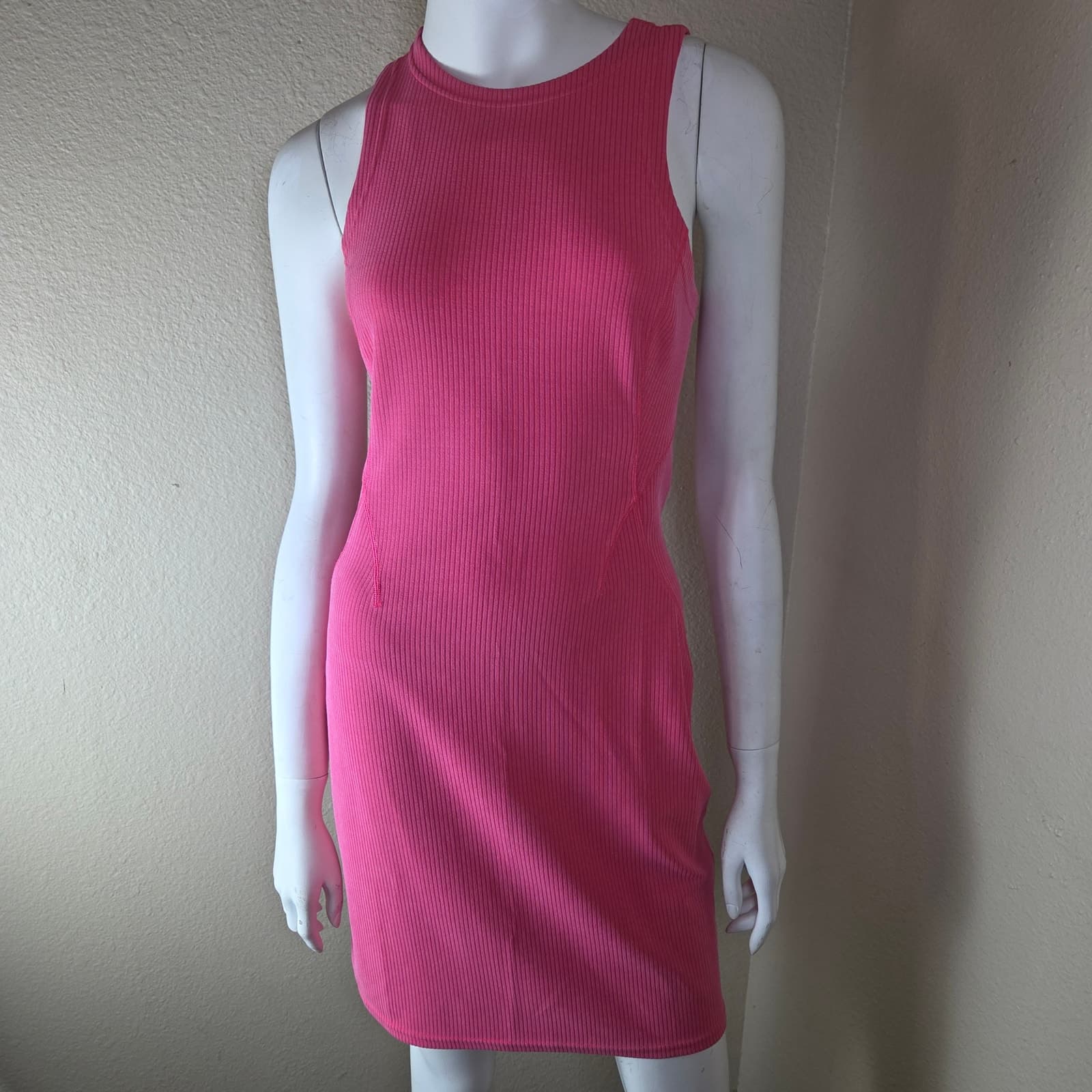 Lululemon Ribbed Softstreme Slim-Fit Tank Dress - Glaze Pink - Size 6 - W1ECYS - Thumbnail 3
