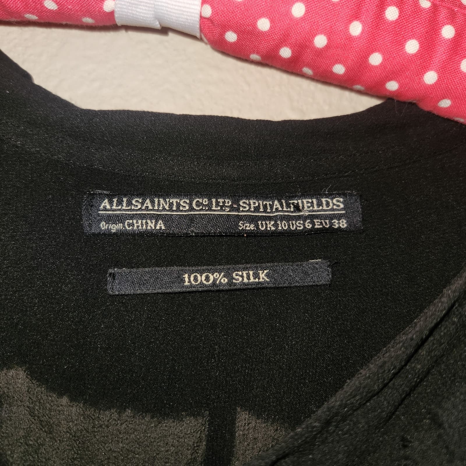 ALLSAINTS Florianna Silk Dress Ruffles Ruched Sheer Crepe Jersey Black Size 6 - Thumbnail 7