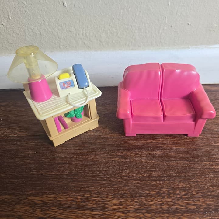 Fisher Price Loving Family Dollhouse Furniture Living Room Couch and End Table - Image 1