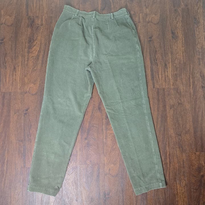 L.L. Bean Vintage 1990's Pleated Front Corduroy Pants - Olive Green - Size 16 - Thumbnail 5