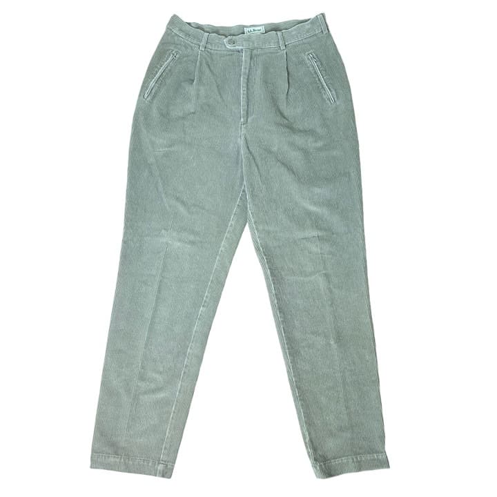 L.L. Bean Vintage 1990's Pleated Front Corduroy Pants - Olive Green - Size 16 - Image 1