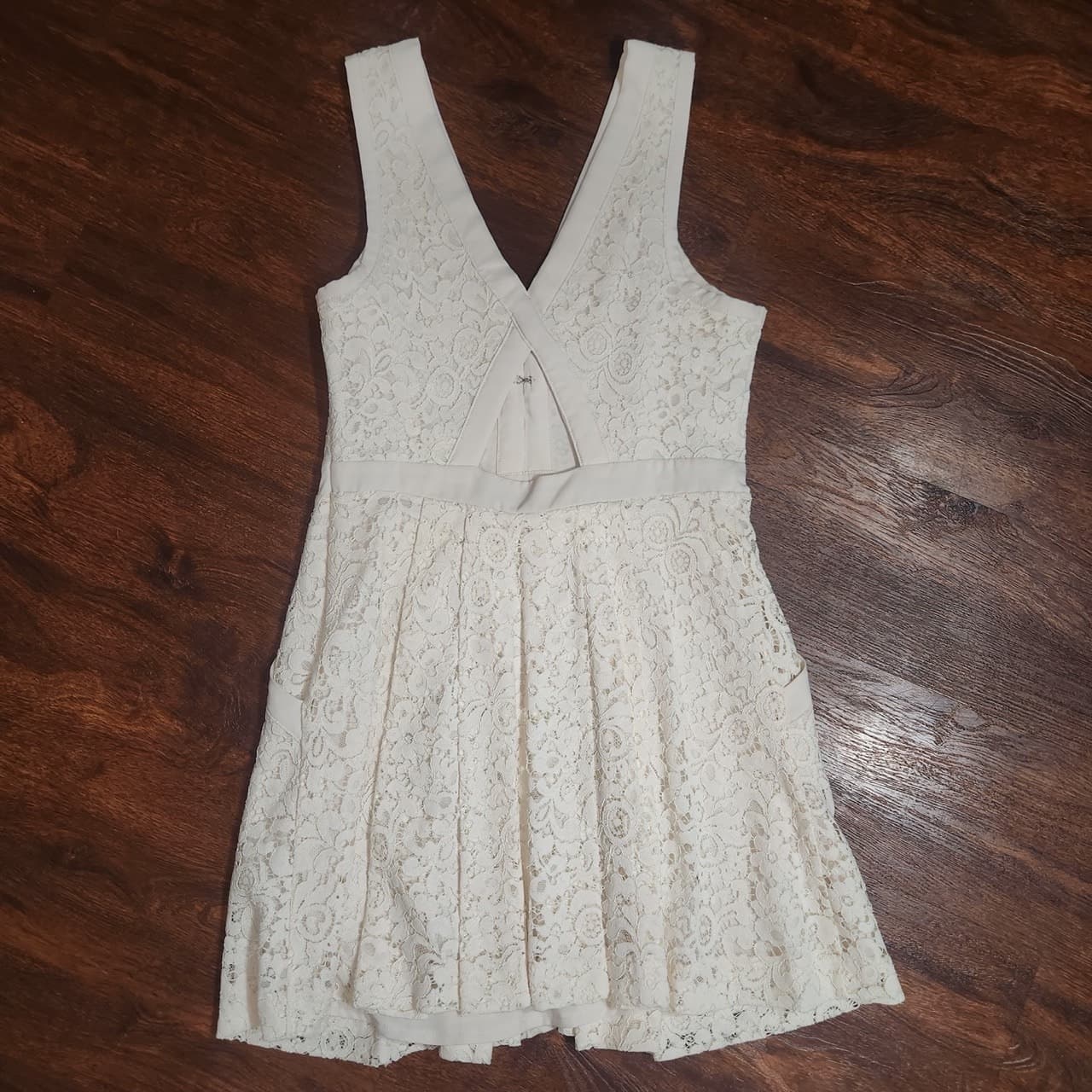Free People Lovely In Lace Mini Dress in Shell, Size XS - Thumbnail 4