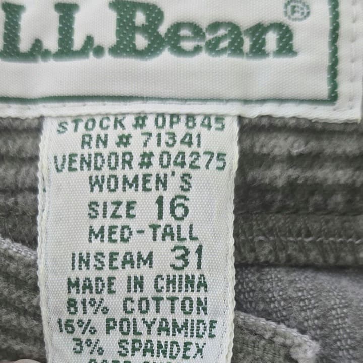 L.L. Bean Vintage 1990's Pleated Front Corduroy Pants - Olive Green - Size 16 - Thumbnail 7