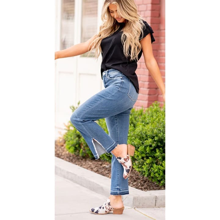 Judy Blue Relaxed Fit Released Hem Straight Leg Jeans - Size 11/30 - JB82453MD - Thumbnail 3