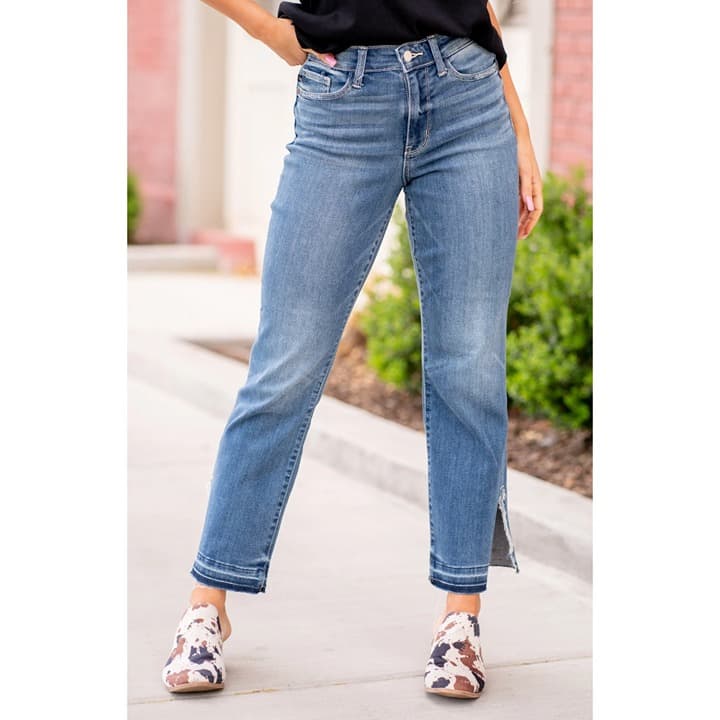 Judy Blue Relaxed Fit Released Hem Straight Leg Jeans - Size 11/30 - JB82453MD - Thumbnail 4