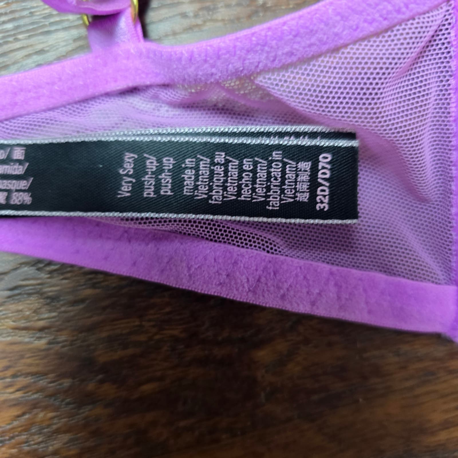 Victoria's Secret Very Sexy Push Up Purple Lace Gold Bling Chain Straps, 32D - Thumbnail 6