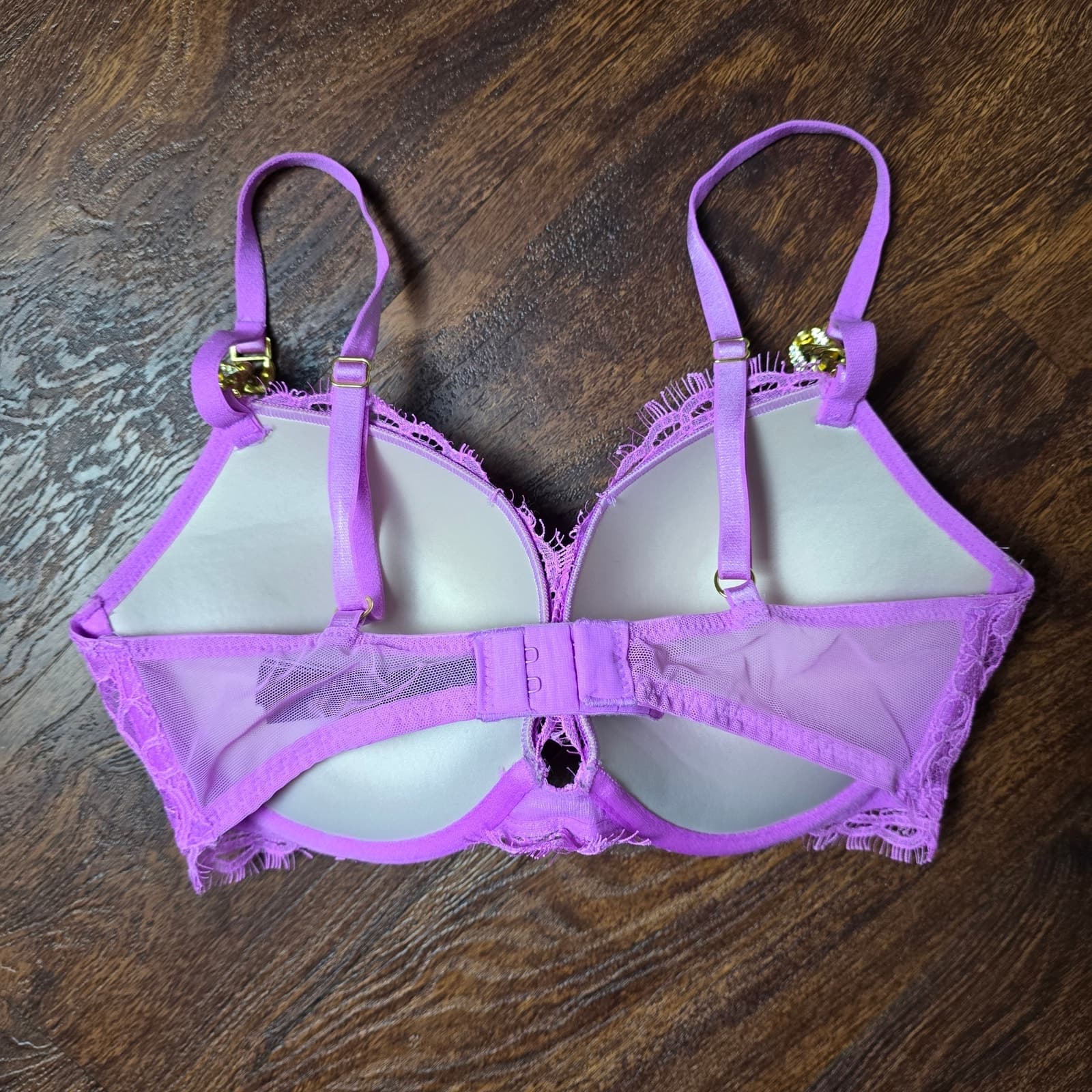 Victoria's Secret Very Sexy Push Up Purple Lace Gold Bling Chain Straps, 32D - Thumbnail 4