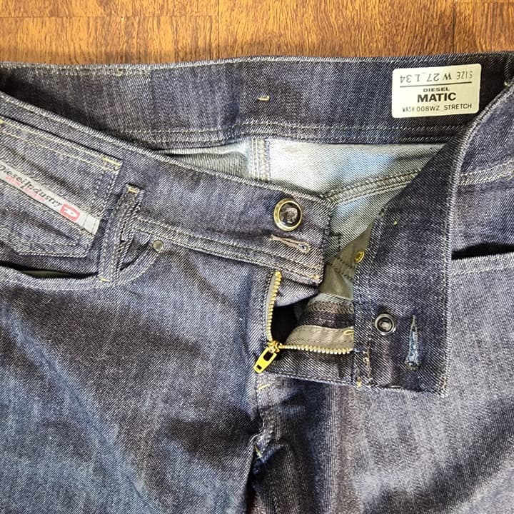 Diesel Matic Low Rise Slim Straight Low Rise Dark Wash Jeans, Size 27 W 34 L - Thumbnail 6