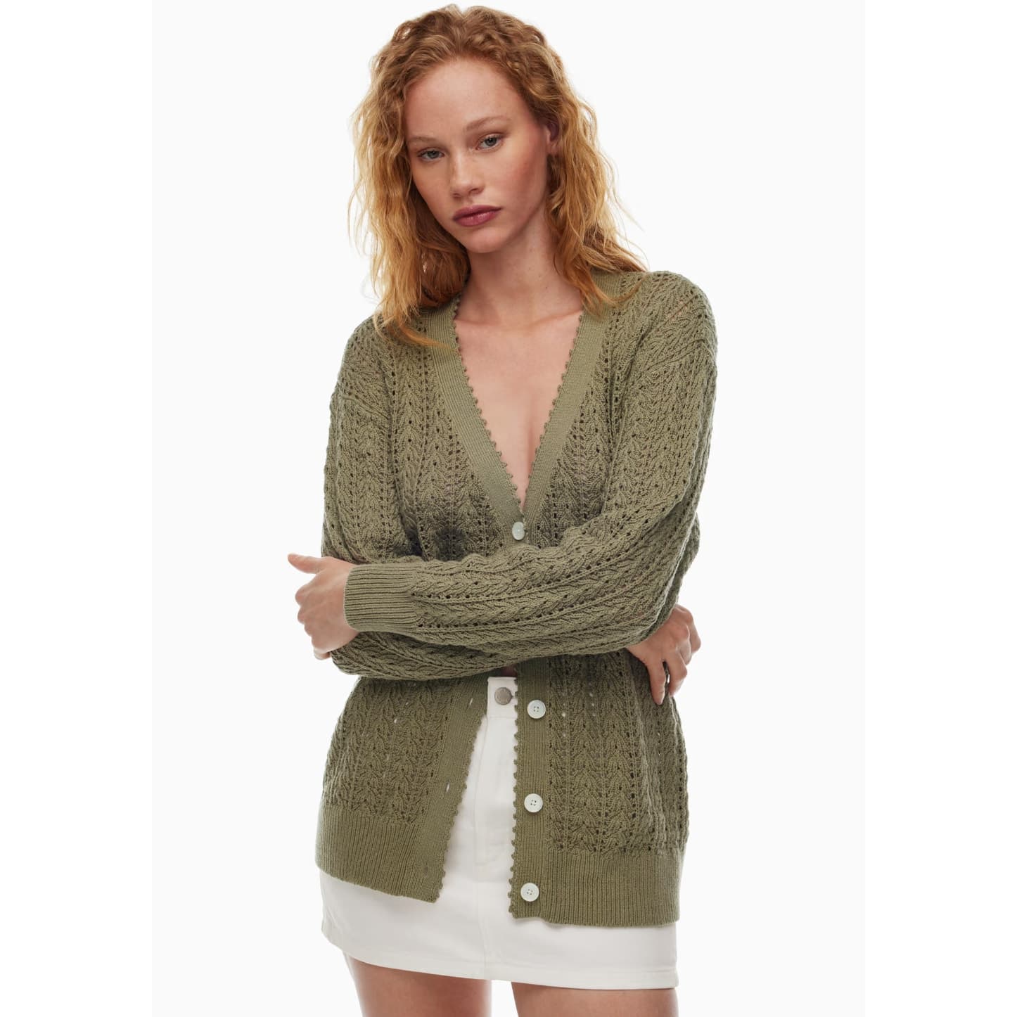 Aritzia Wilfred Reverence Cardigan - Sundried Olive - XXS - Article # 106258 - Thumbnail 3