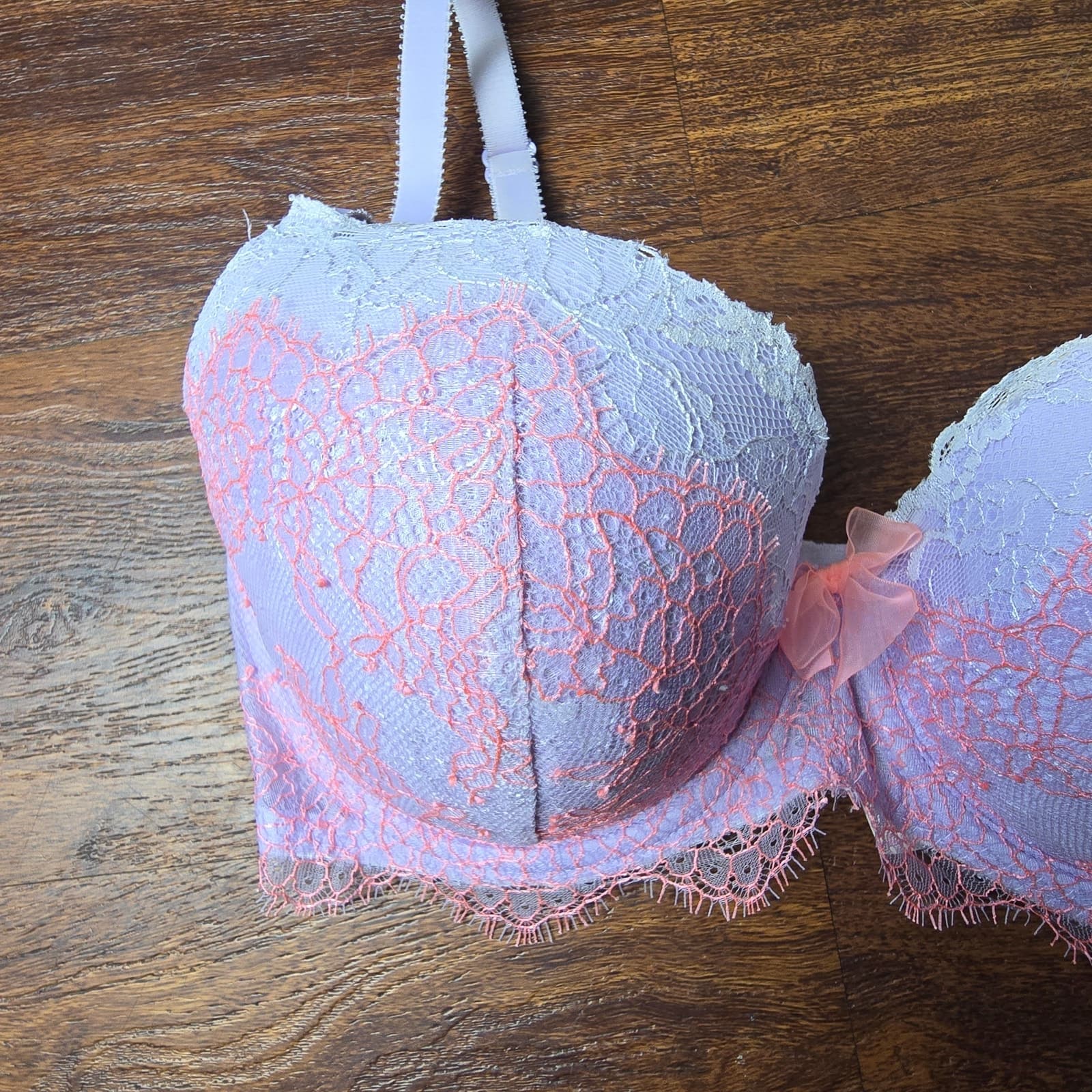 Vintage Pink & White Label Victoria's Secret Dream Angels Lined Demi - 34DD - Thumbnail 3