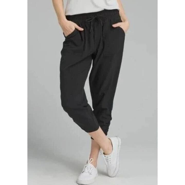 Prana Midtown Capri Ruched Jogger - Black - Medium - Thumbnail 2