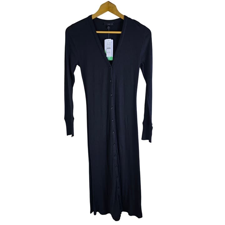 J. Crew Ribbed Button-Front Knit Midi Dress - Medium - Black - NWT - BA960 - Image 1