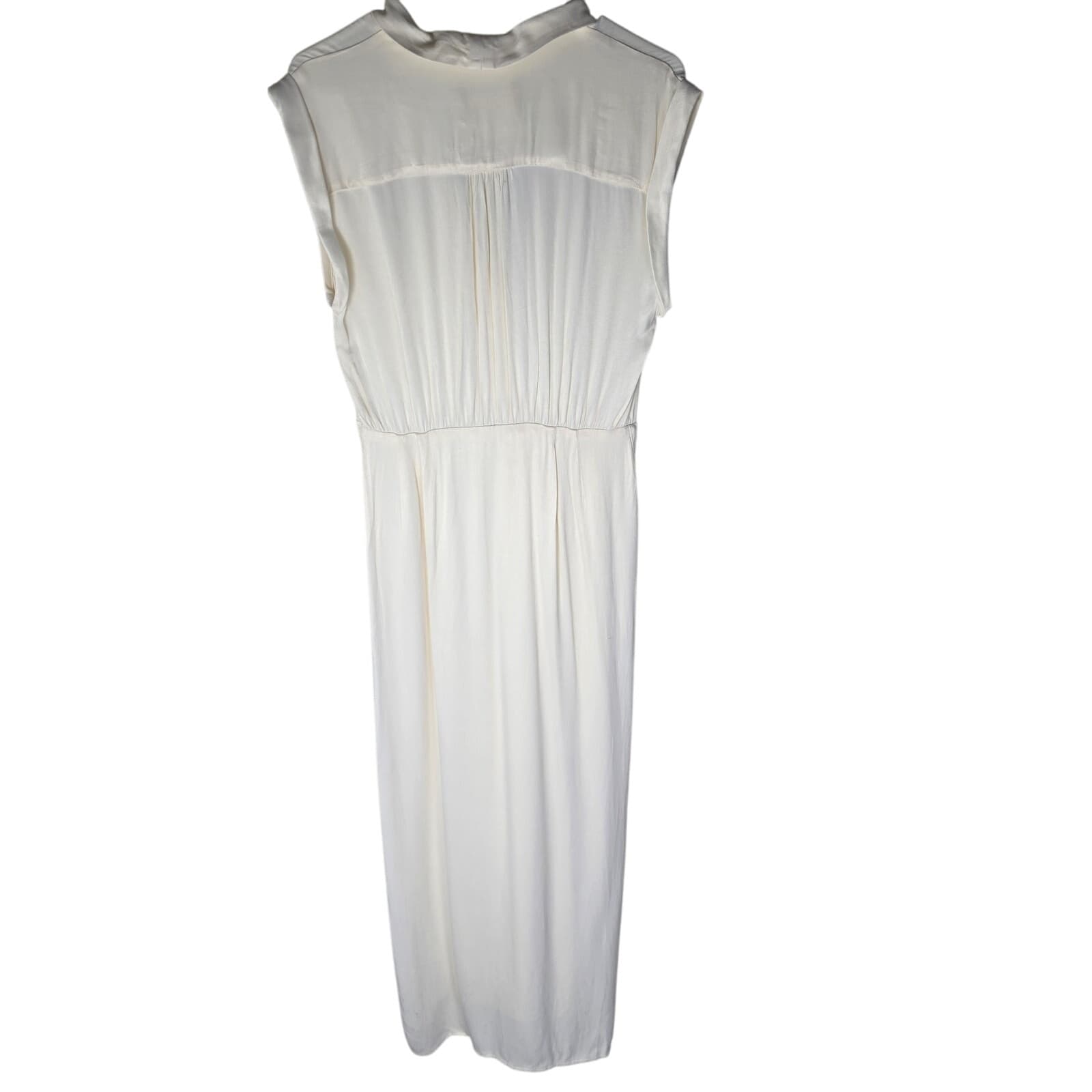 Anthropologie Sleeveless V-Neck Twist-Front Satin Dress - Ivory - Size 4 - NWT - Thumbnail 10