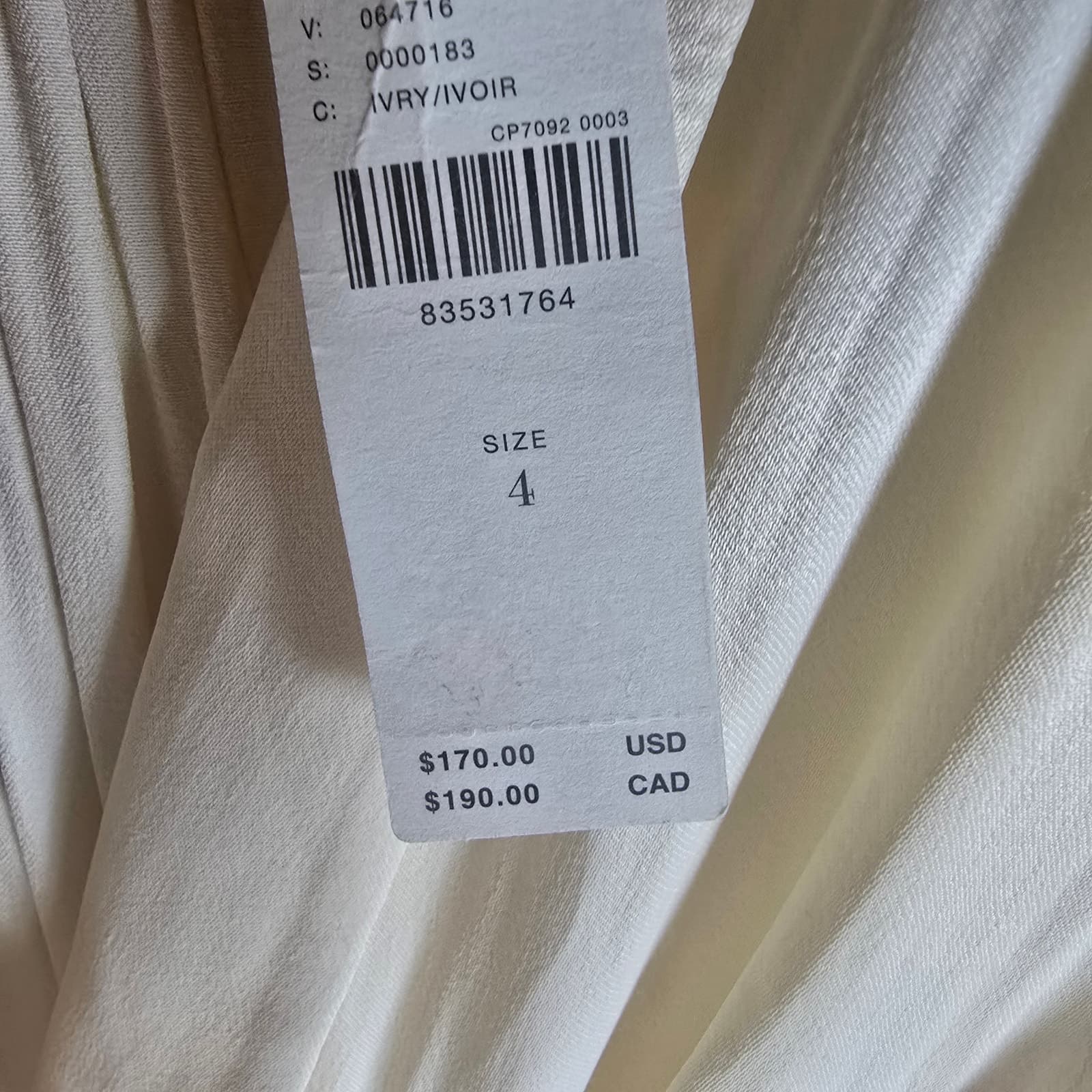 Anthropologie Sleeveless V-Neck Twist-Front Satin Dress - Ivory - Size 4 - NWT - Thumbnail 11