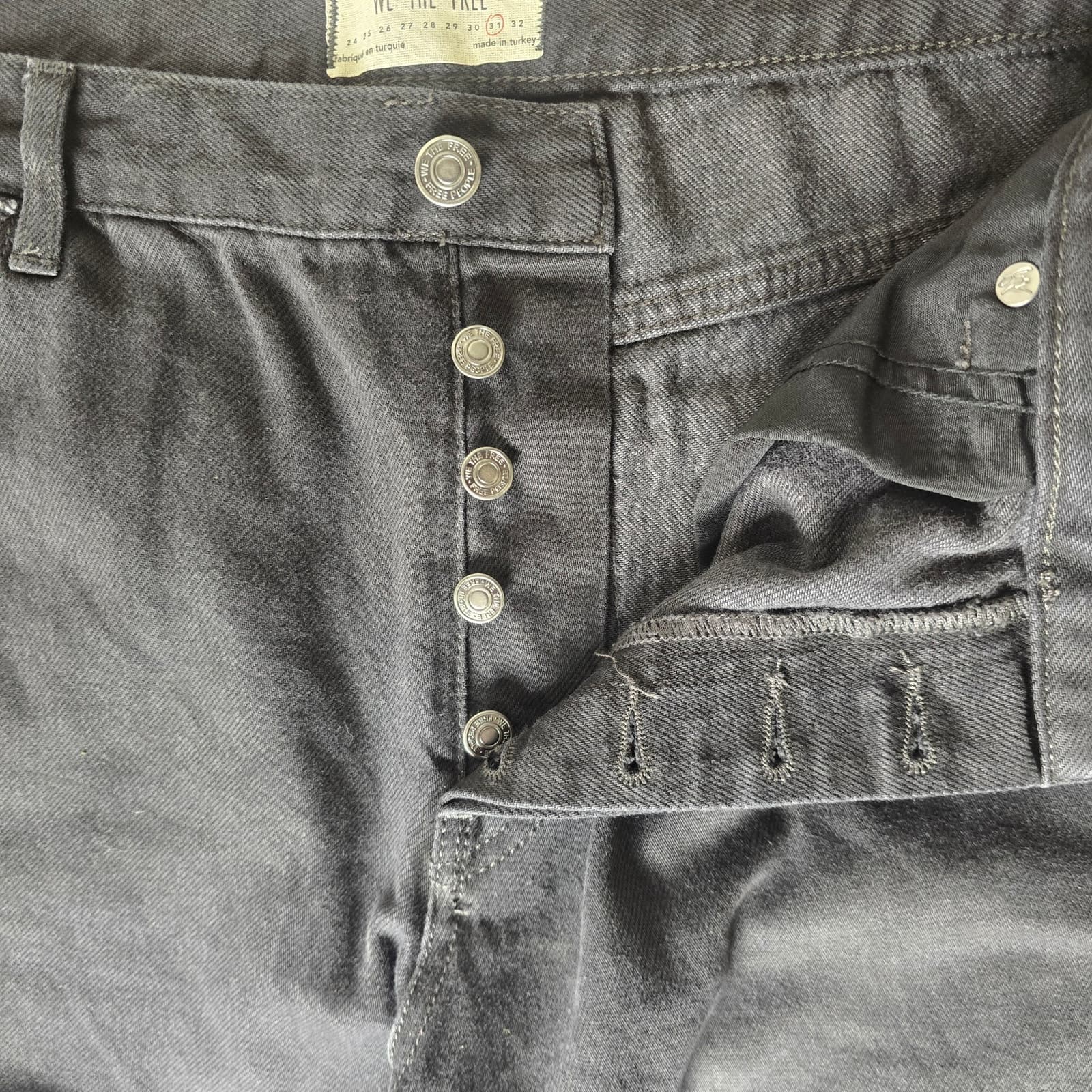 We The Free Black Distressed Jeans Shark Bite Hem Button Fly - Size 31 - NWT - Thumbnail 3