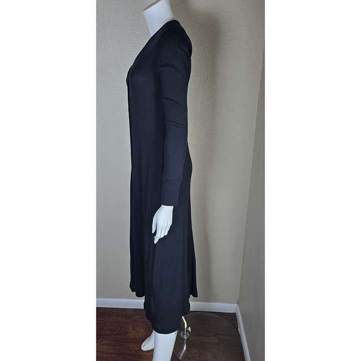 J. Crew Ribbed Button-Front Knit Midi Dress - Medium - Black - NWT - BA960 - Thumbnail 4