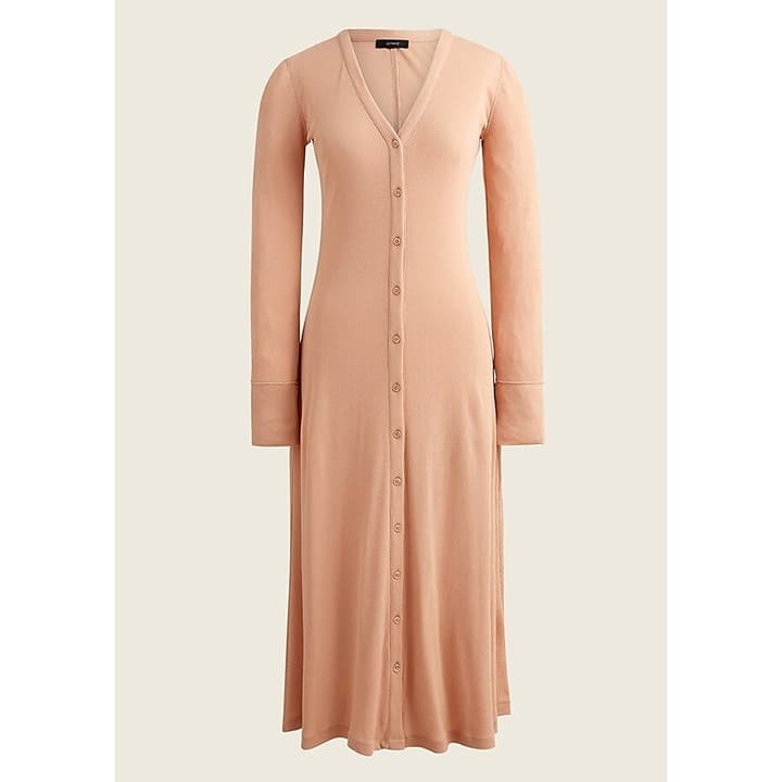 J. Crew Ribbed Button-Front Knit Midi Dress - Medium - Black - NWT - BA960 - Thumbnail 2