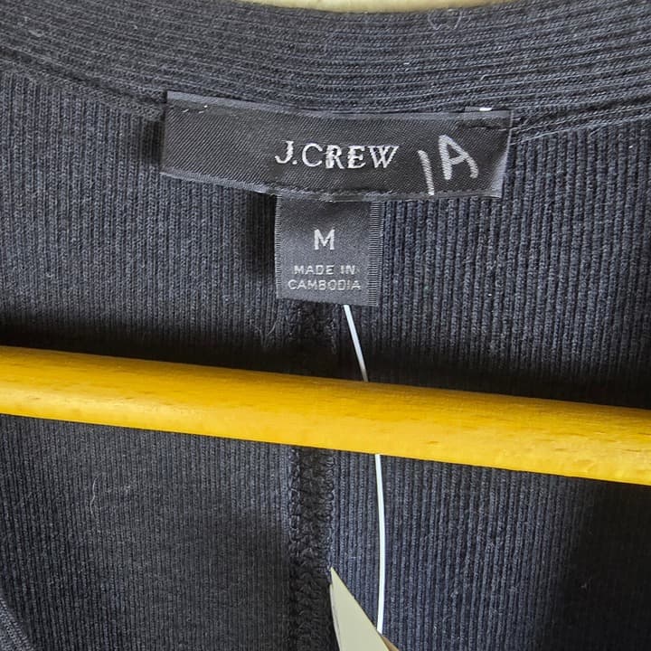 J. Crew Ribbed Button-Front Knit Midi Dress - Medium - Black - NWT - BA960 - Thumbnail 6