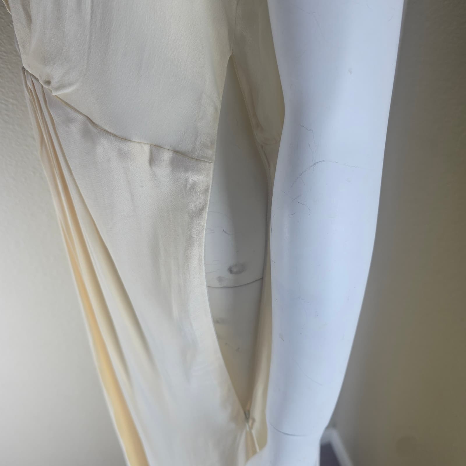 Anthropologie Sleeveless V-Neck Twist-Front Satin Dress - Ivory - Size 4 - NWT - Thumbnail 7