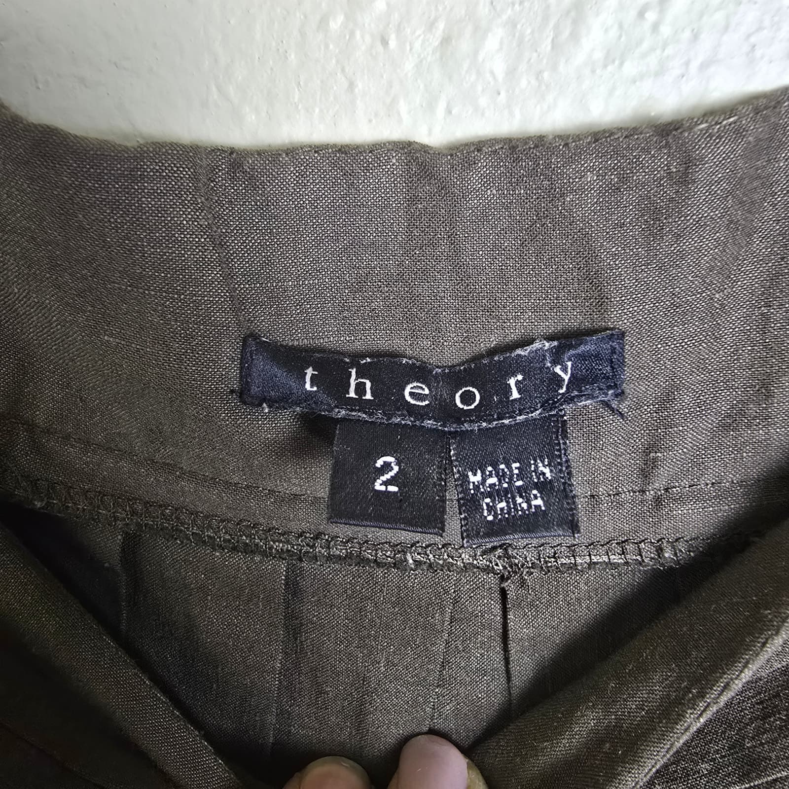 Theory Y2K Brown Linen Blend Babydoll Dress Puff Sleeve Size 2 - Thumbnail 9