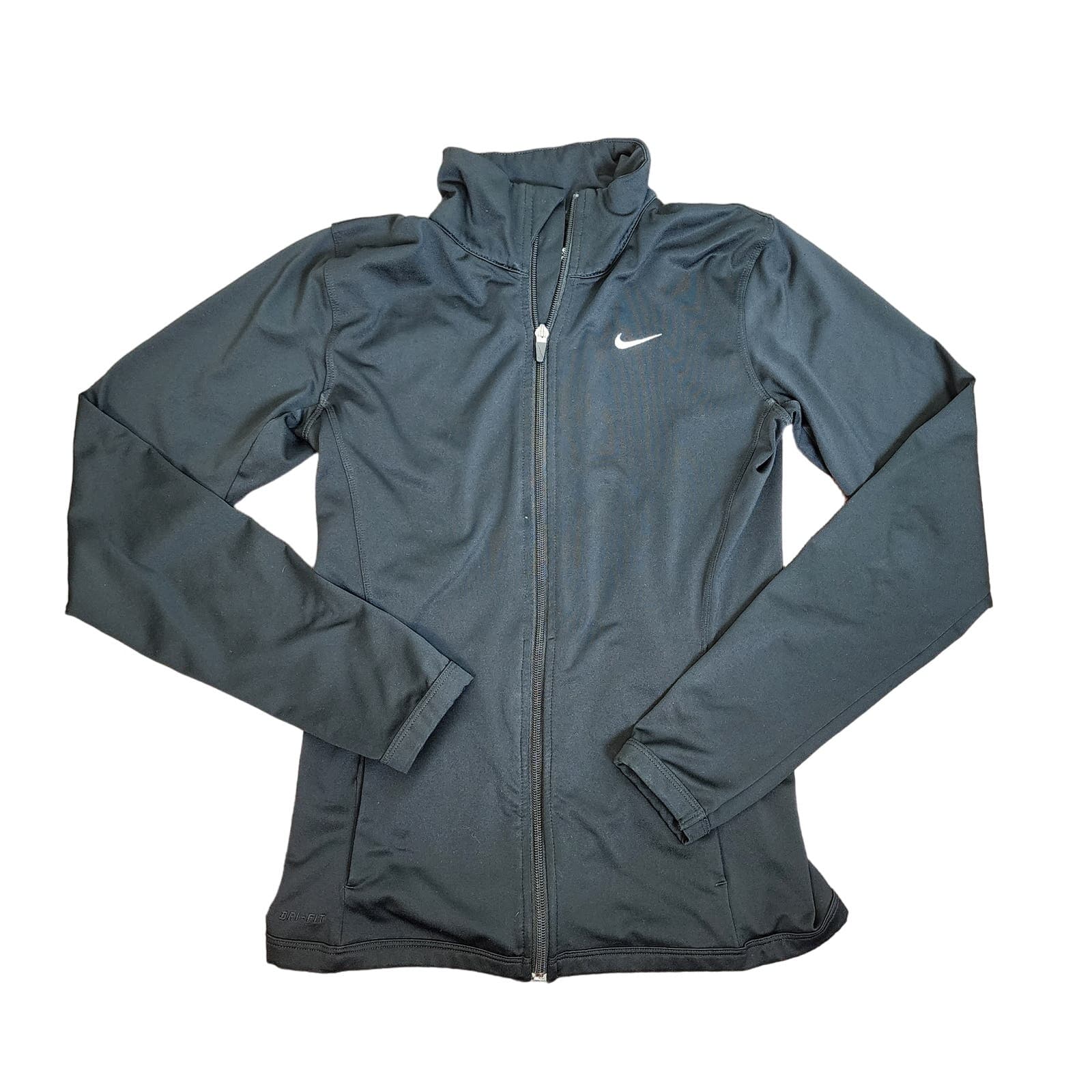 Nike Full Zip Black Mock Neck Track Running Jacket, XS - Image 1