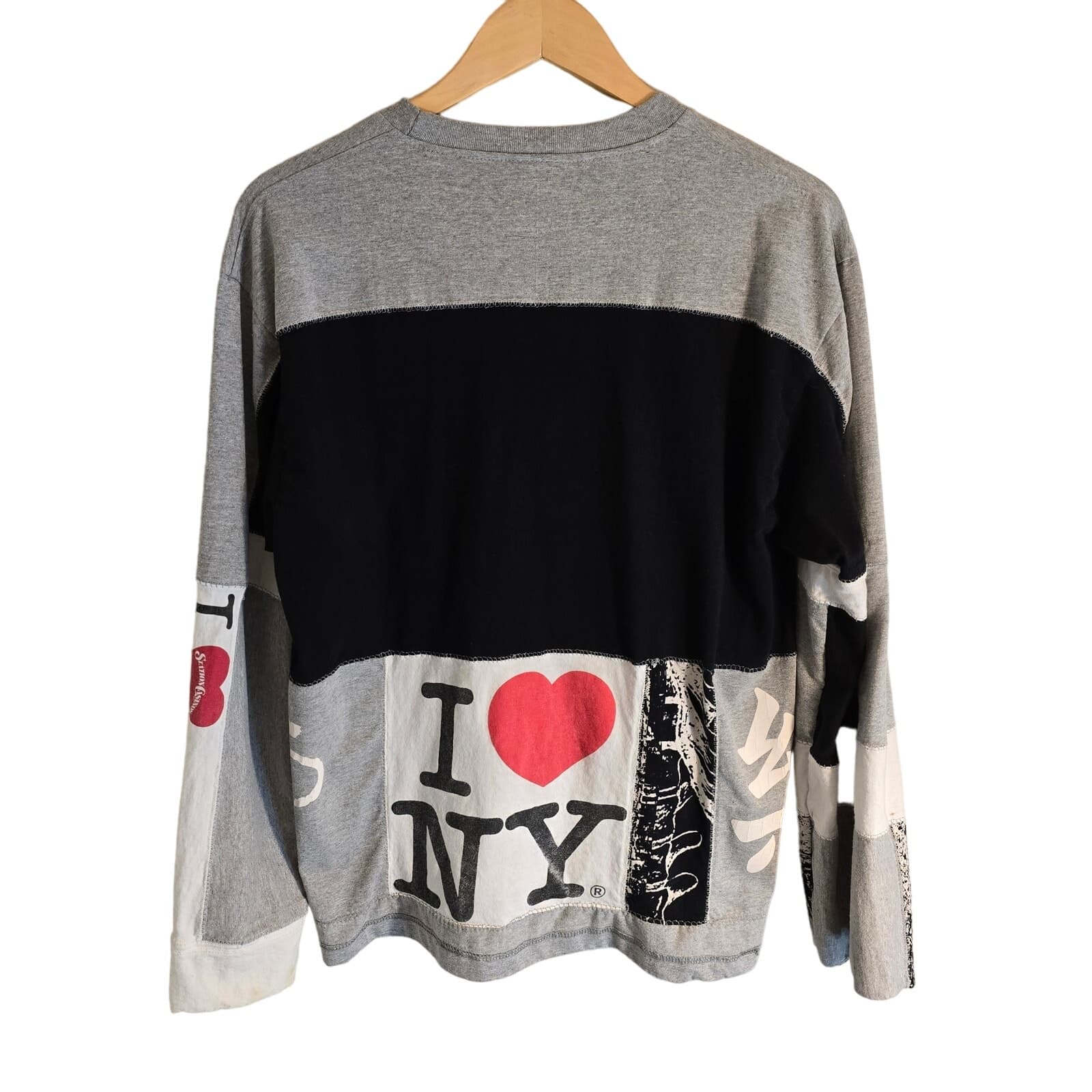 Unique Wearable Art A Girl Is A Gun I Heart NY OOAK Long Sleeve Shirt - Thumbnail 8