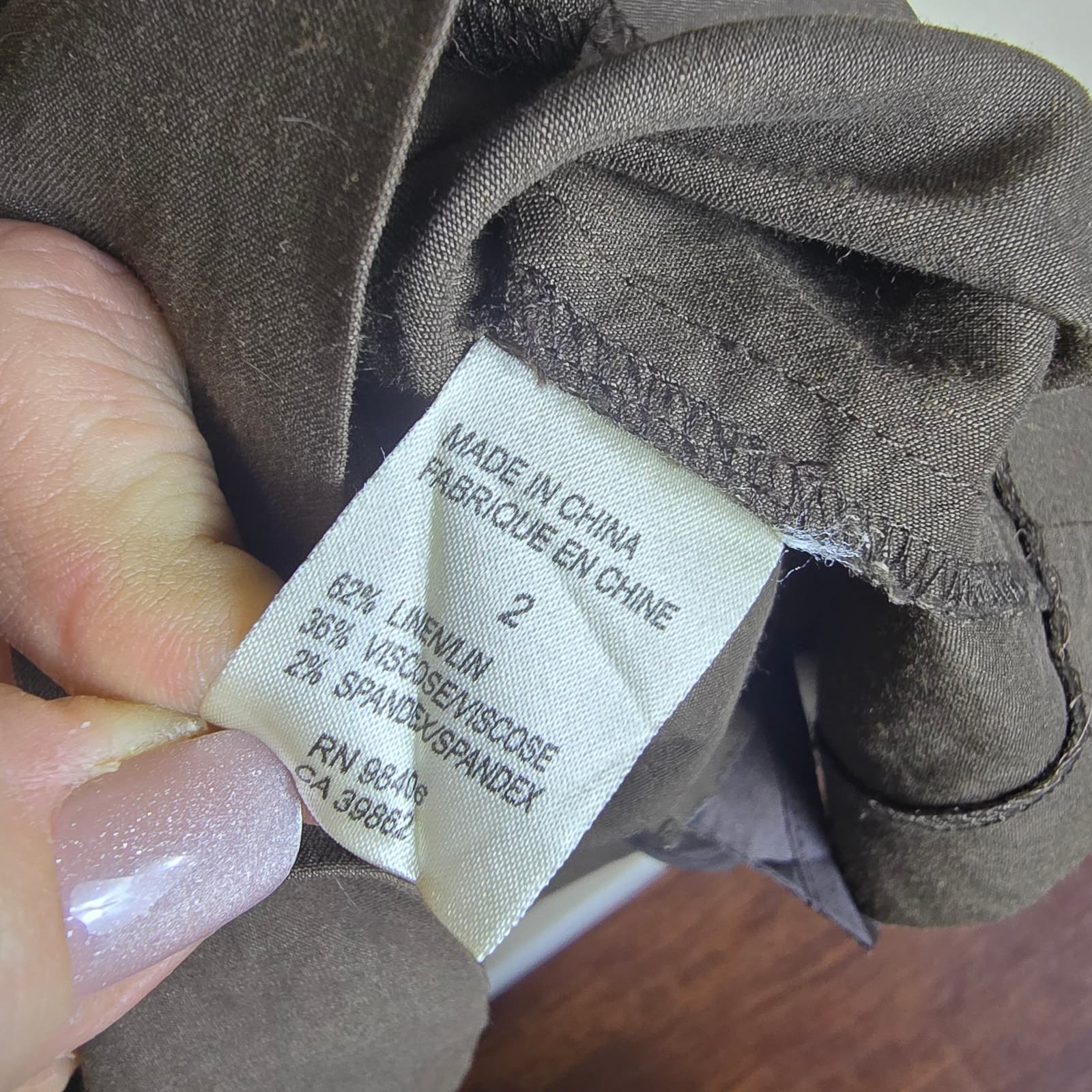 Theory Y2K Brown Linen Blend Babydoll Dress Puff Sleeve Size 2 - Thumbnail 7