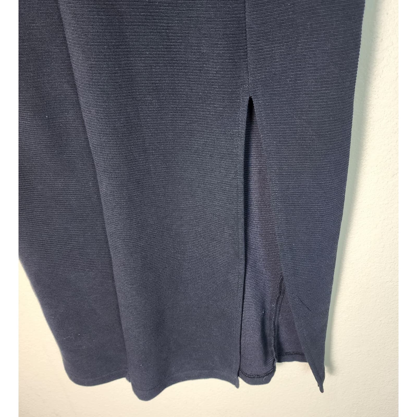 Vintage Matter of Degrees Midi Length Cap Sleeve Ribbed Classic Black Dress, M - Thumbnail 7