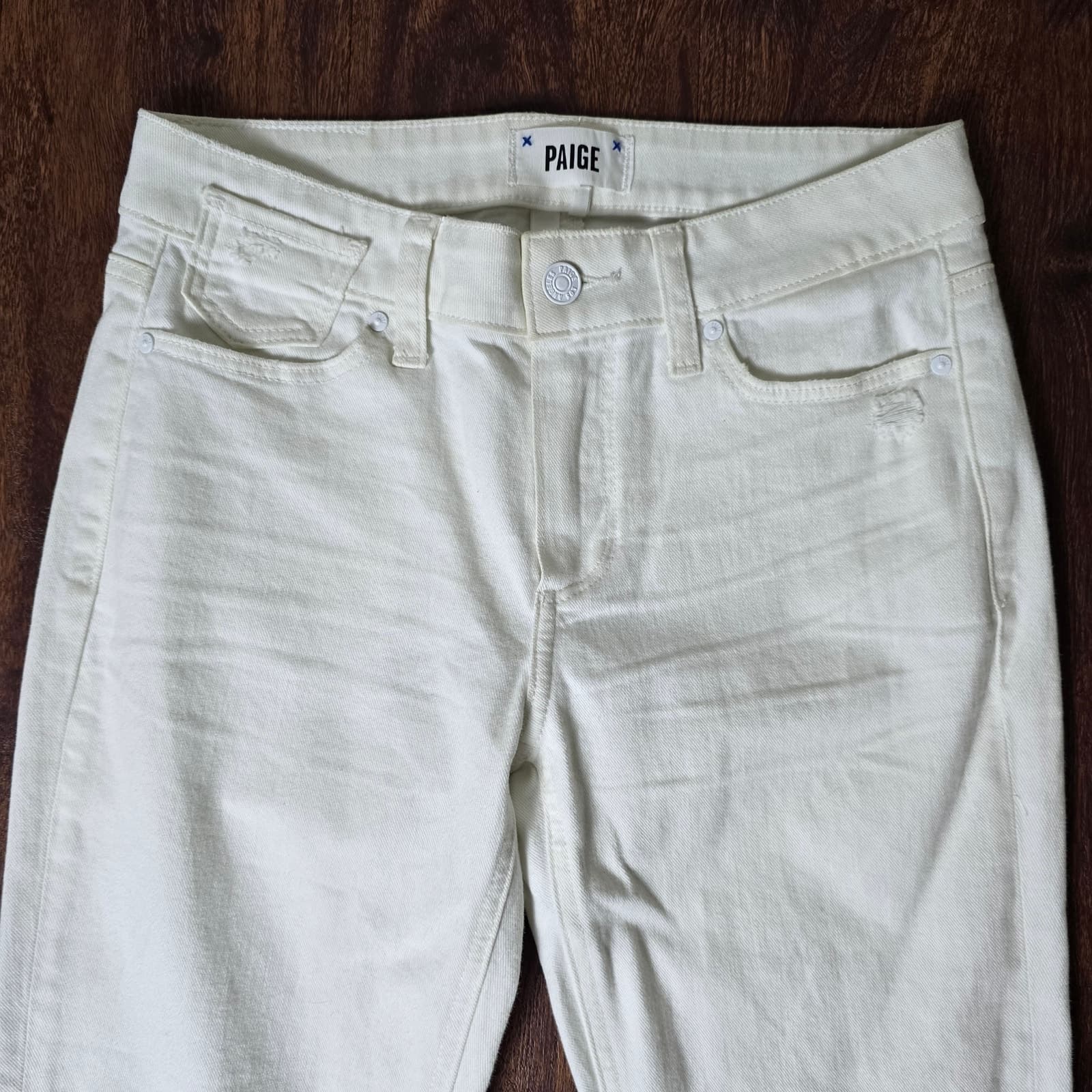 Paige Brigitte Mid-Rise Tailored Boyfriend Raw Cuff in White Wave Destructed - Thumbnail 2