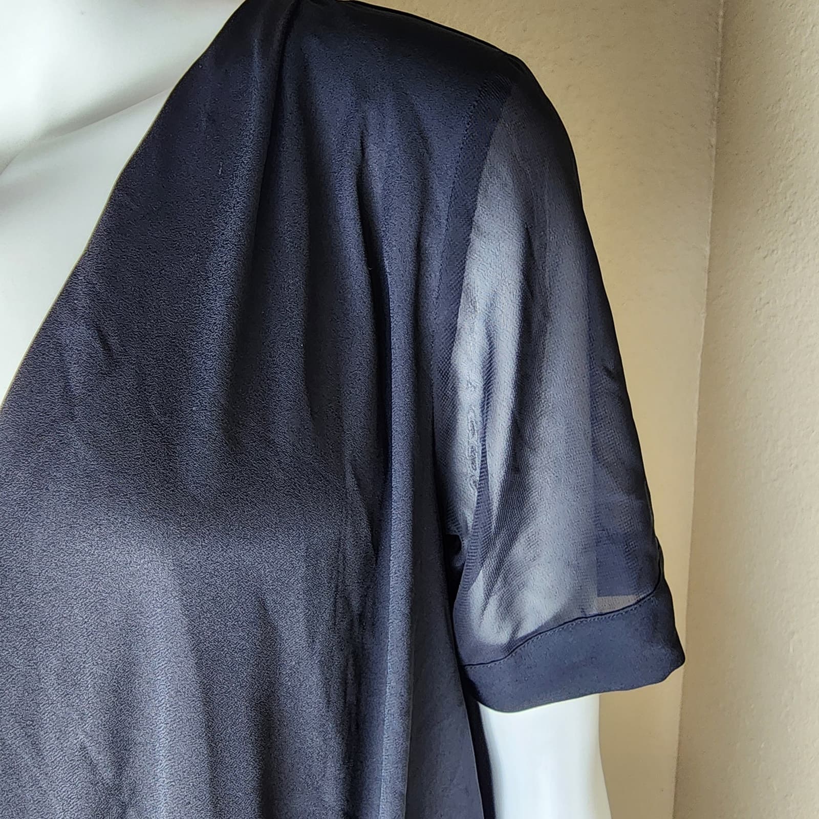 Topshop Black Mini Wrap Dress with Sheer Sleeves, Helmut Lange Dupe, Size 2 - Thumbnail 6