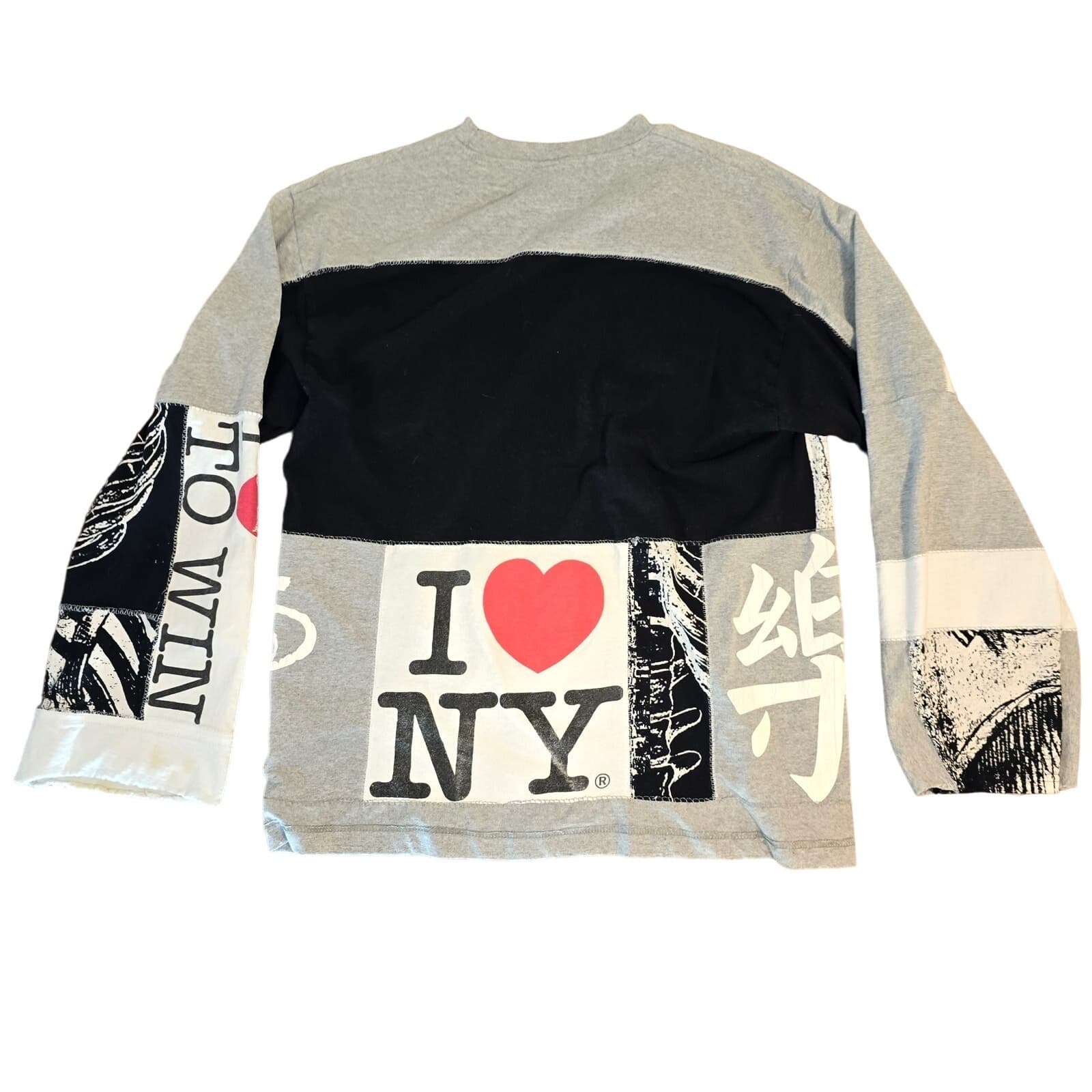 Unique Wearable Art A Girl Is A Gun I Heart NY OOAK Long Sleeve Shirt - Thumbnail 11