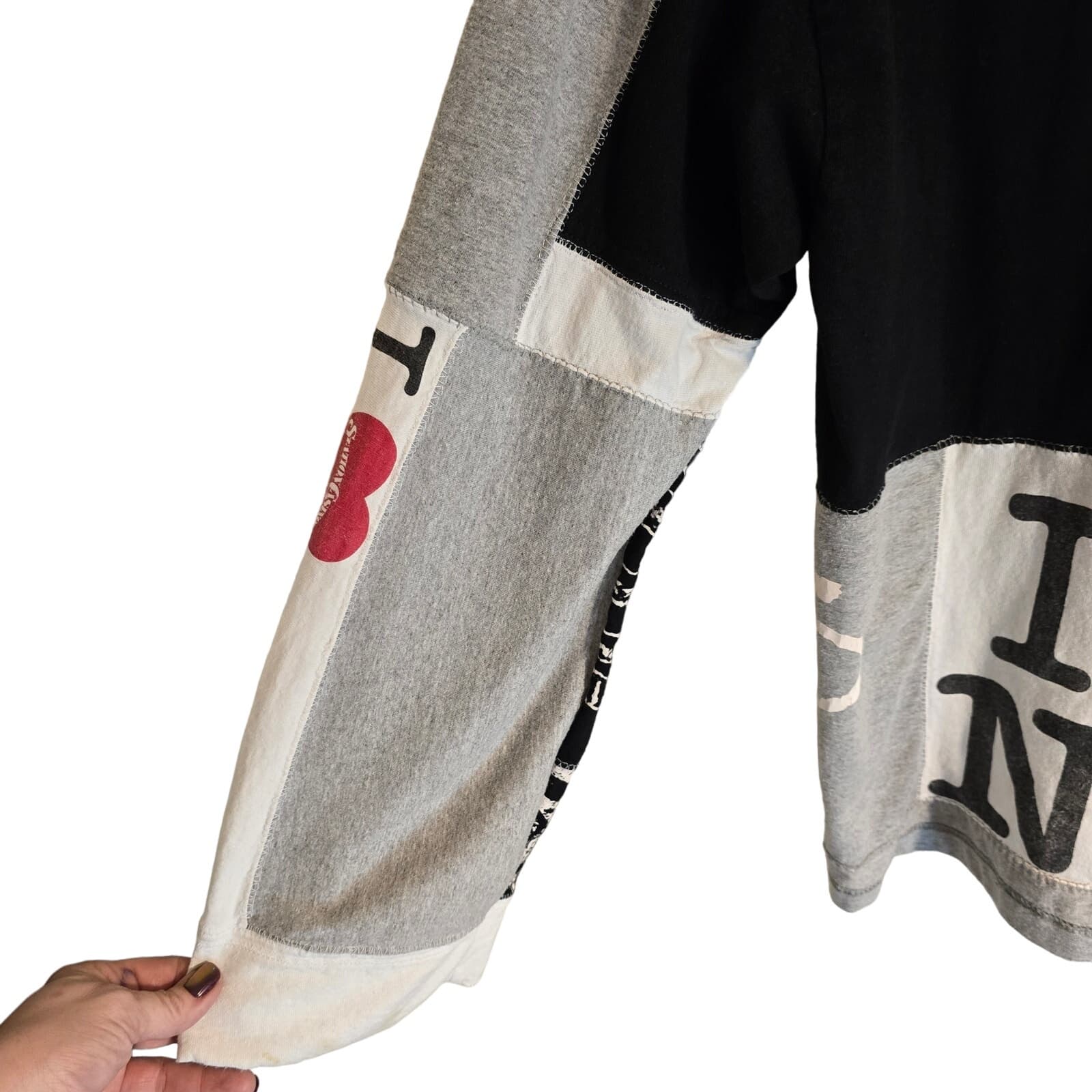 Unique Wearable Art A Girl Is A Gun I Heart NY OOAK Long Sleeve Shirt - Thumbnail 9