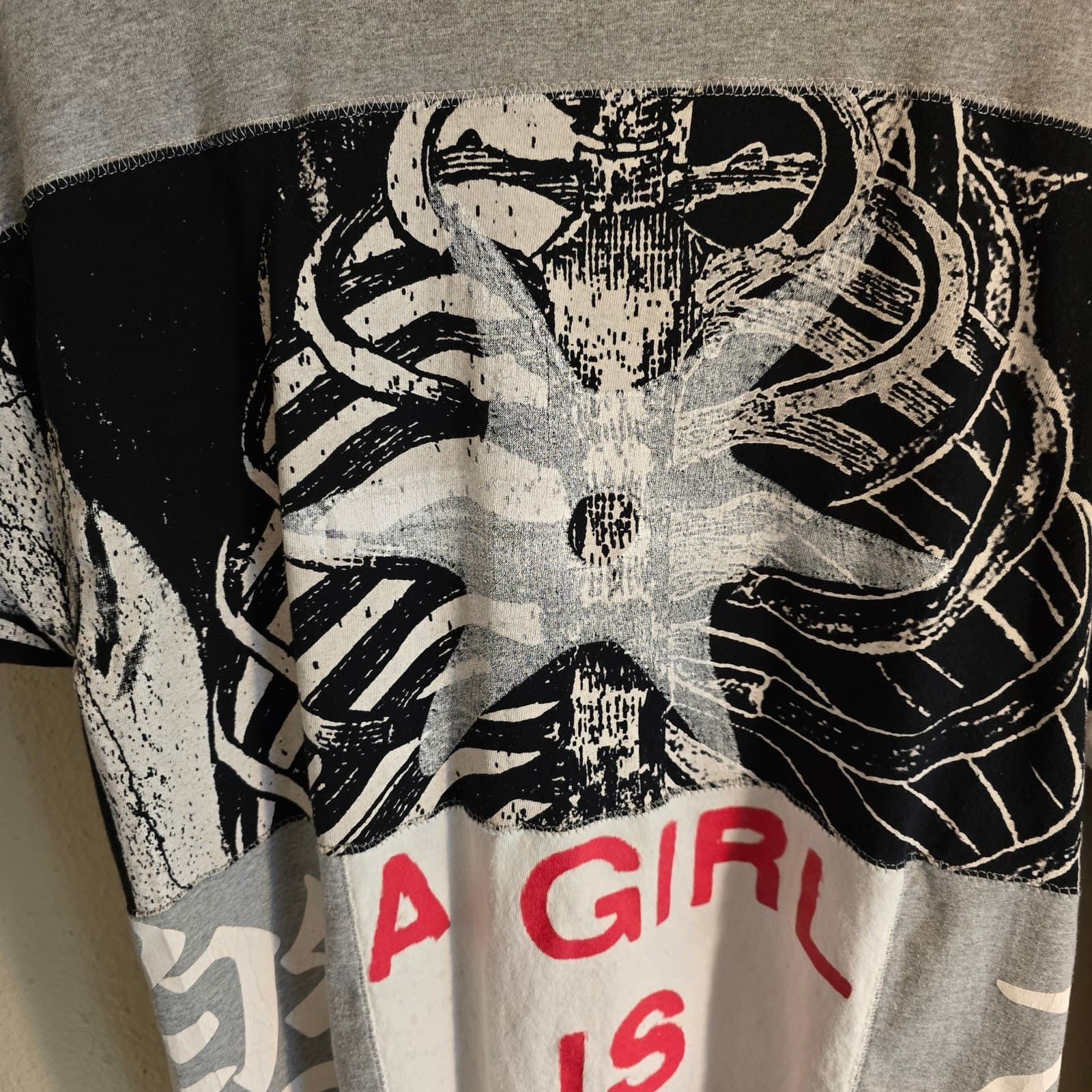 Unique Wearable Art A Girl Is A Gun I Heart NY OOAK Long Sleeve Shirt - Thumbnail 7