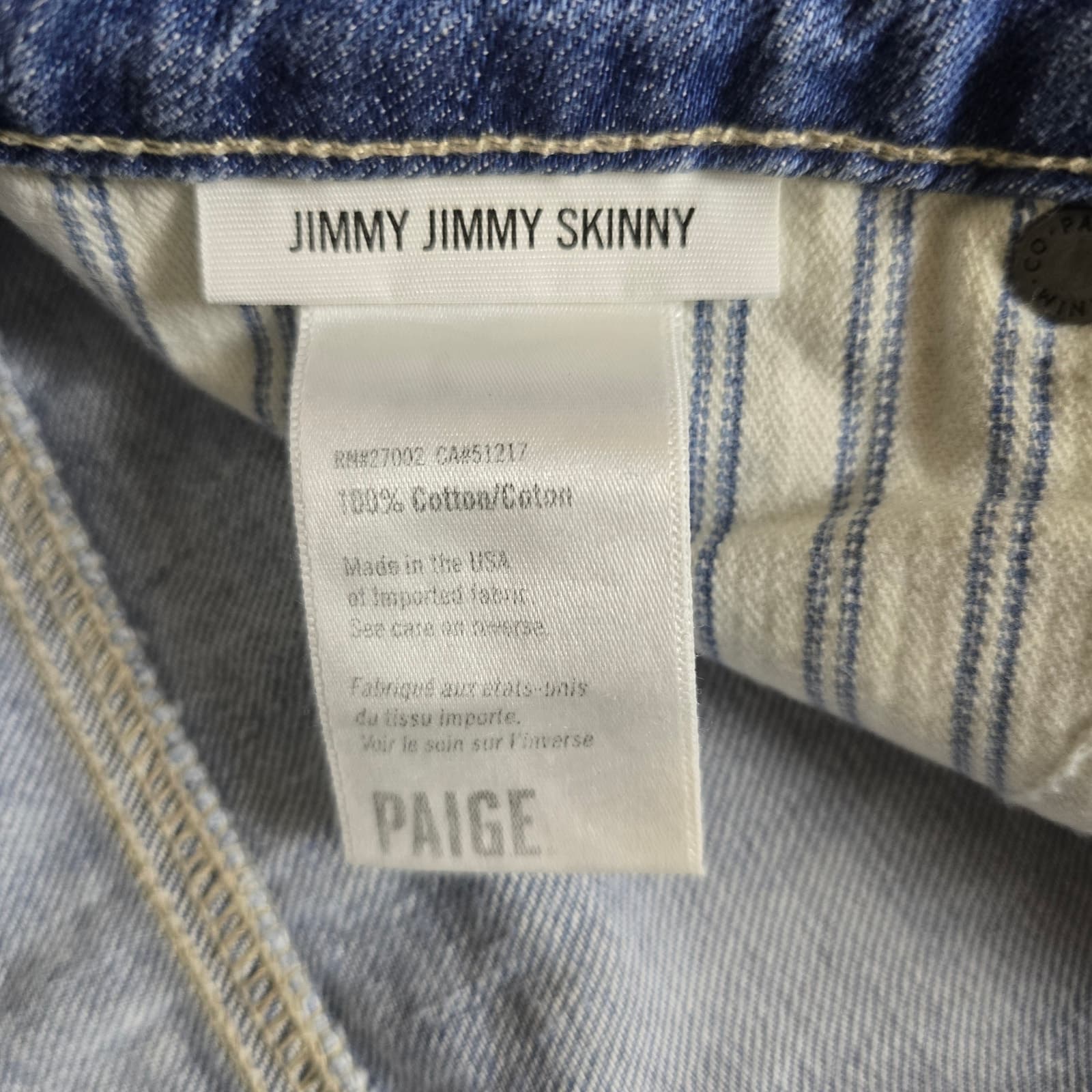 Paige Jimmy Jimmy Skinny Slim Boyfriend Light Wash High Rise Distressed Jeans - Thumbnail 9