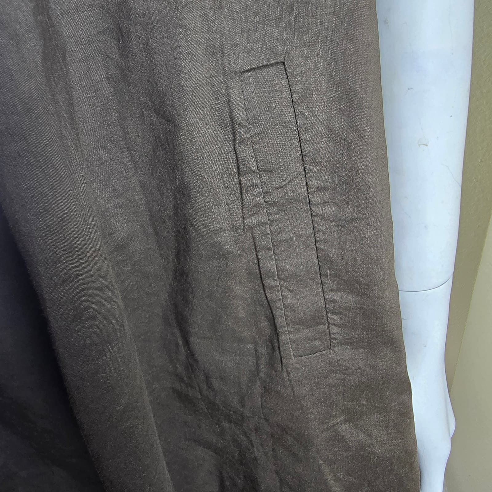 Theory Y2K Brown Linen Blend Babydoll Dress Puff Sleeve Size 2 - Thumbnail 6