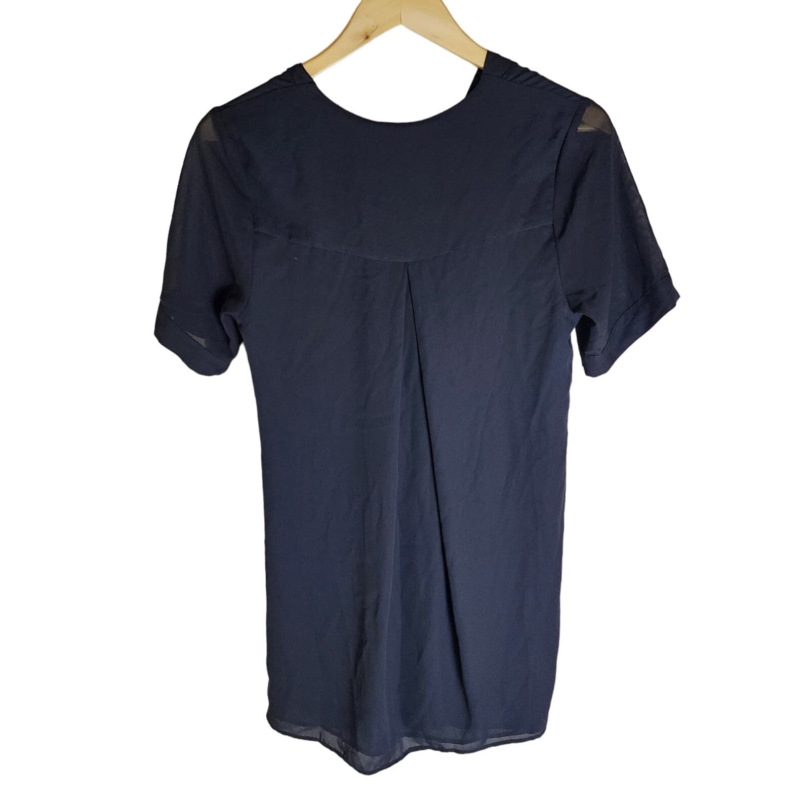 Topshop Black Mini Wrap Dress with Sheer Sleeves, Helmut Lange Dupe, Size 2 - Thumbnail 9