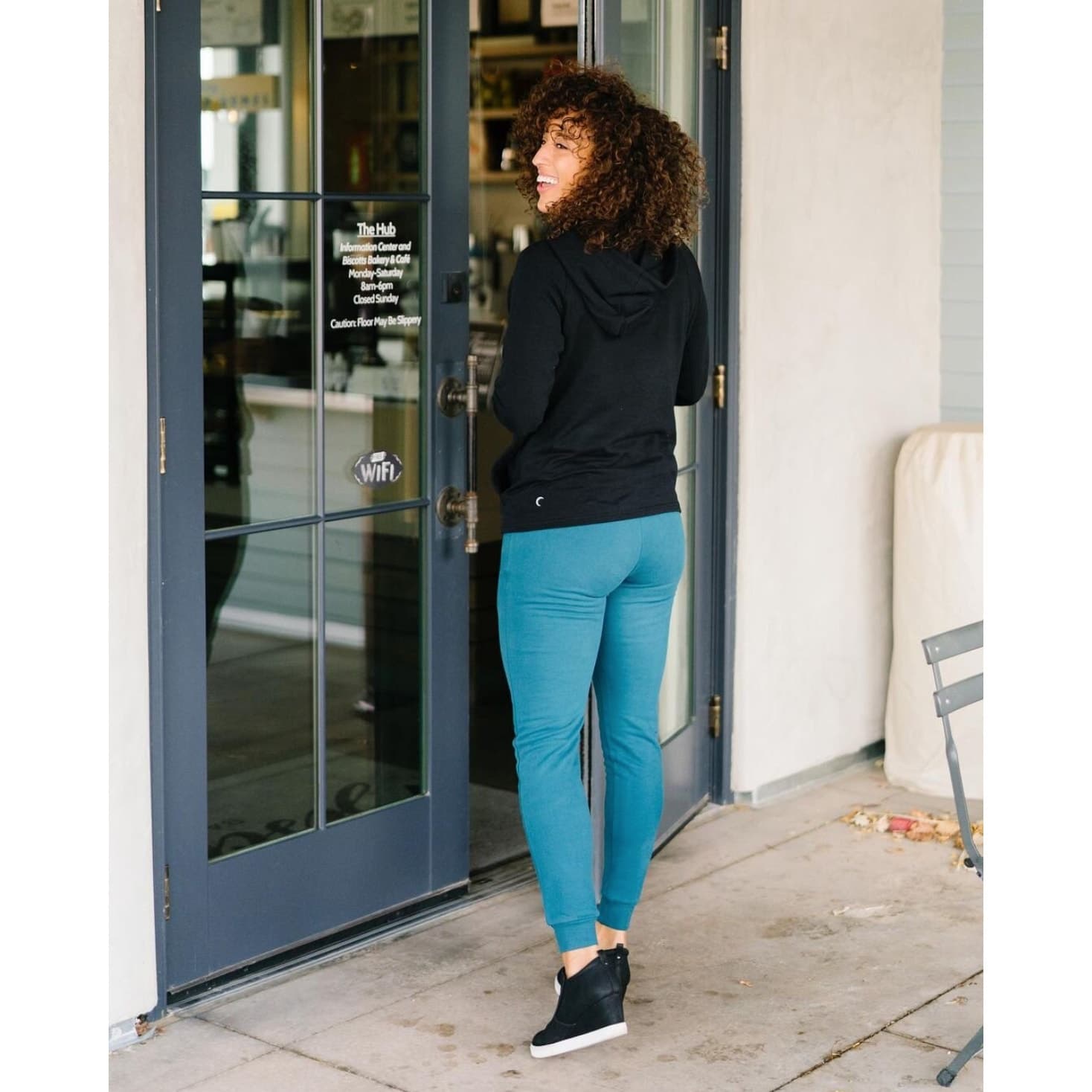 ZYIA Active Sleepover Sweats Joggers in Emerald Teal Blue, Small - Thumbnail 4