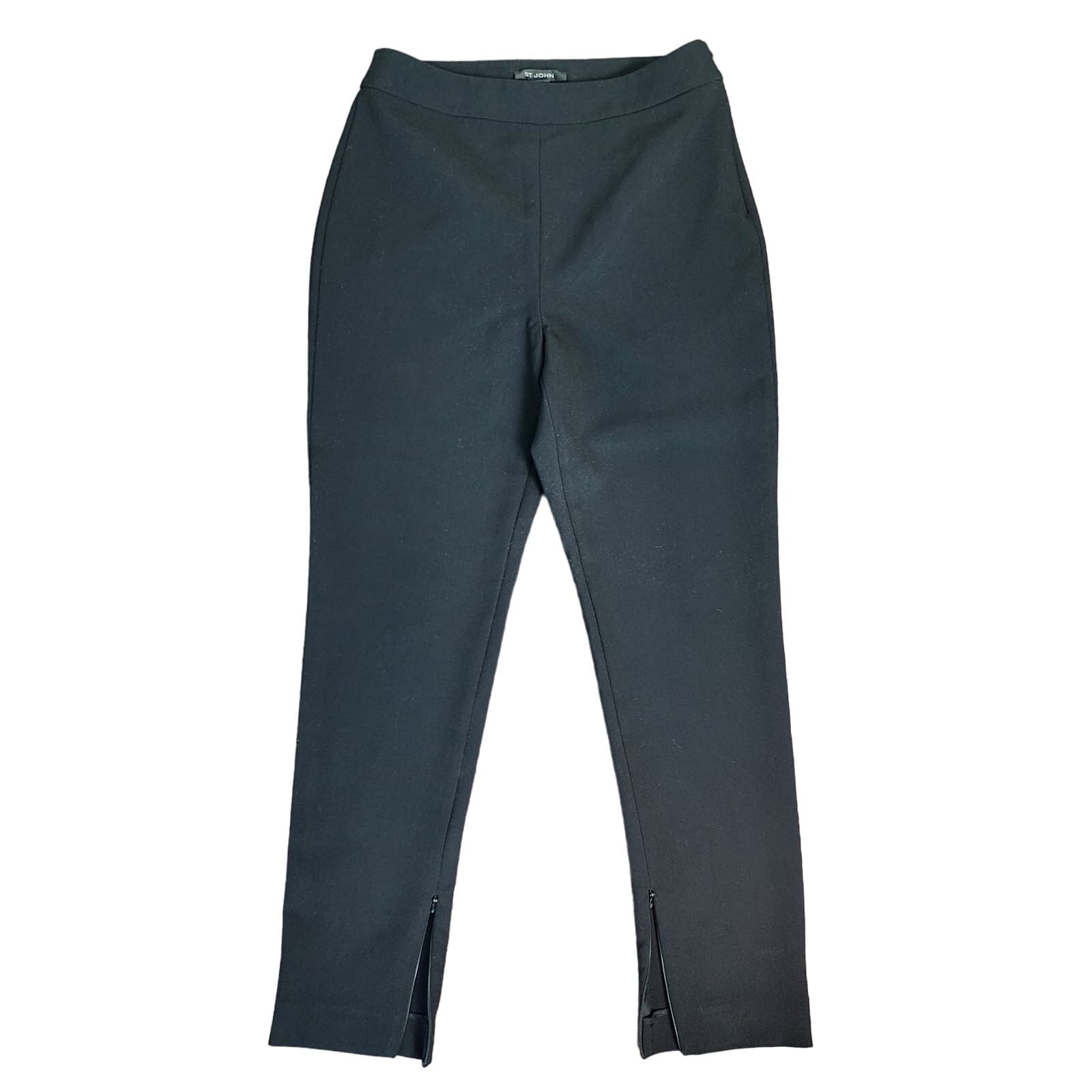 St. John Black Dress Pants with Zipper at Ankle, Size 4, Made in USA, Designer - Image 1