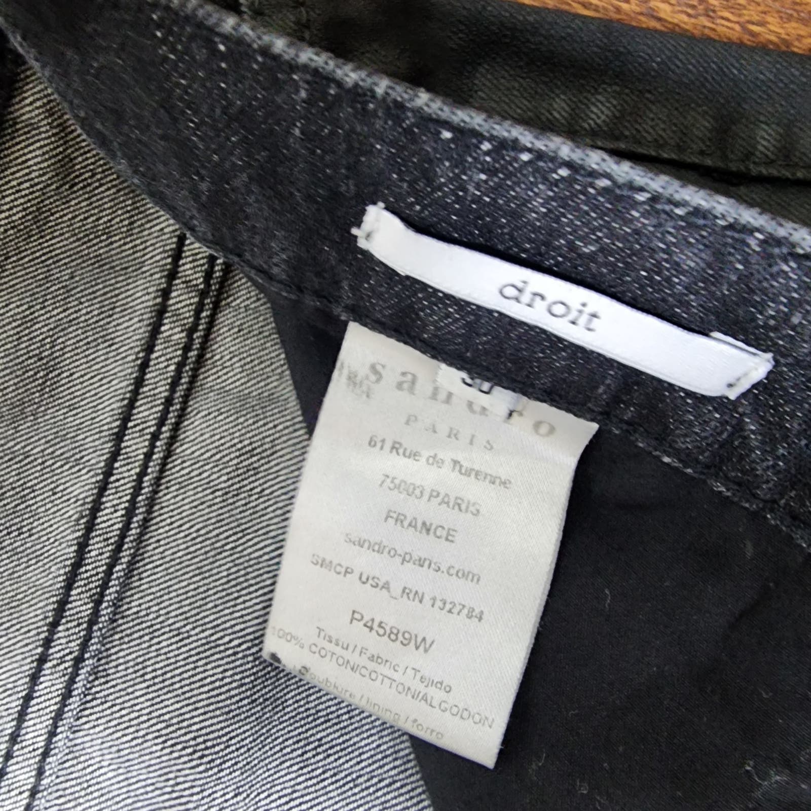 Sandro Paris Men's Droit Black Coated Slim Straight Leg Jeans Button Fly 30x30 - Thumbnail 10