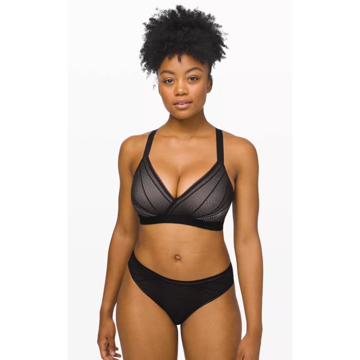 Lululemon Awake to Lace Bra in Black / Barely Beige 34B - Thumbnail 2
