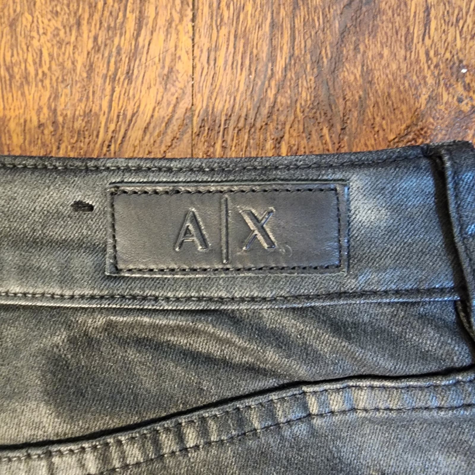 Armani Exchange J01 Mid-Rise Super Skinny Black Coated Jeans, Size 26 - Thumbnail 10