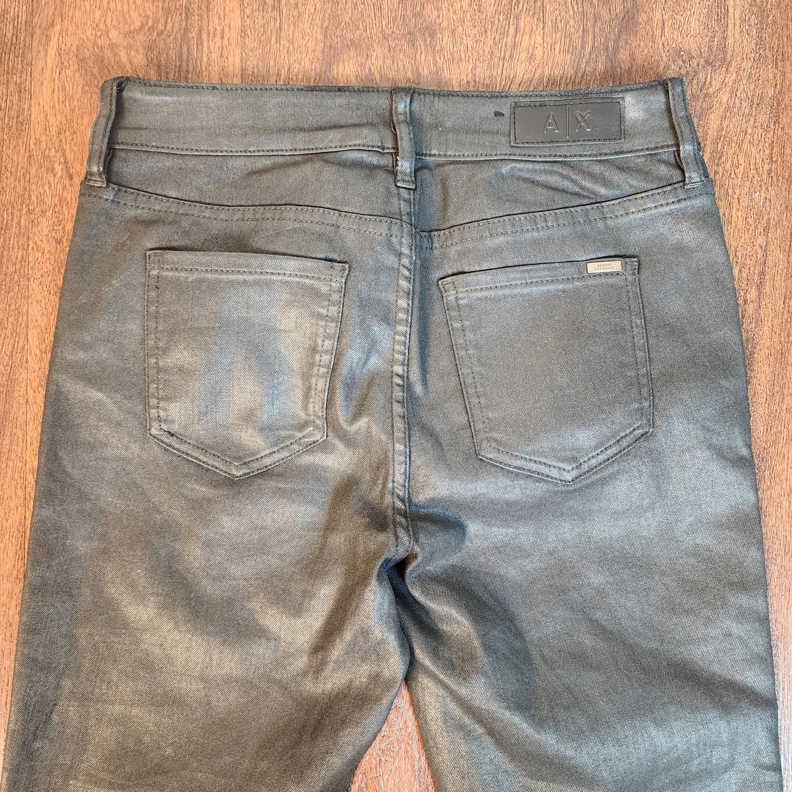 Armani Exchange J01 Mid-Rise Super Skinny Black Coated Jeans, Size 26 - Thumbnail 8